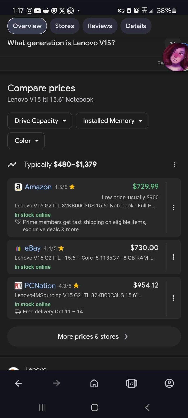 Lenovo V15 G2 ITL 15.6″ (256GB SSD, Intel Core i5 11th Gen., 2.40 GHz, 8GB)…