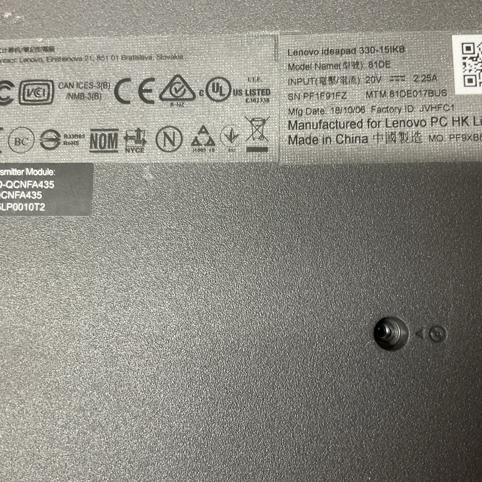 Lenovo IdeaPad 330-15 / i3 8th Gen / No Power / No RAM / No SSD / T5