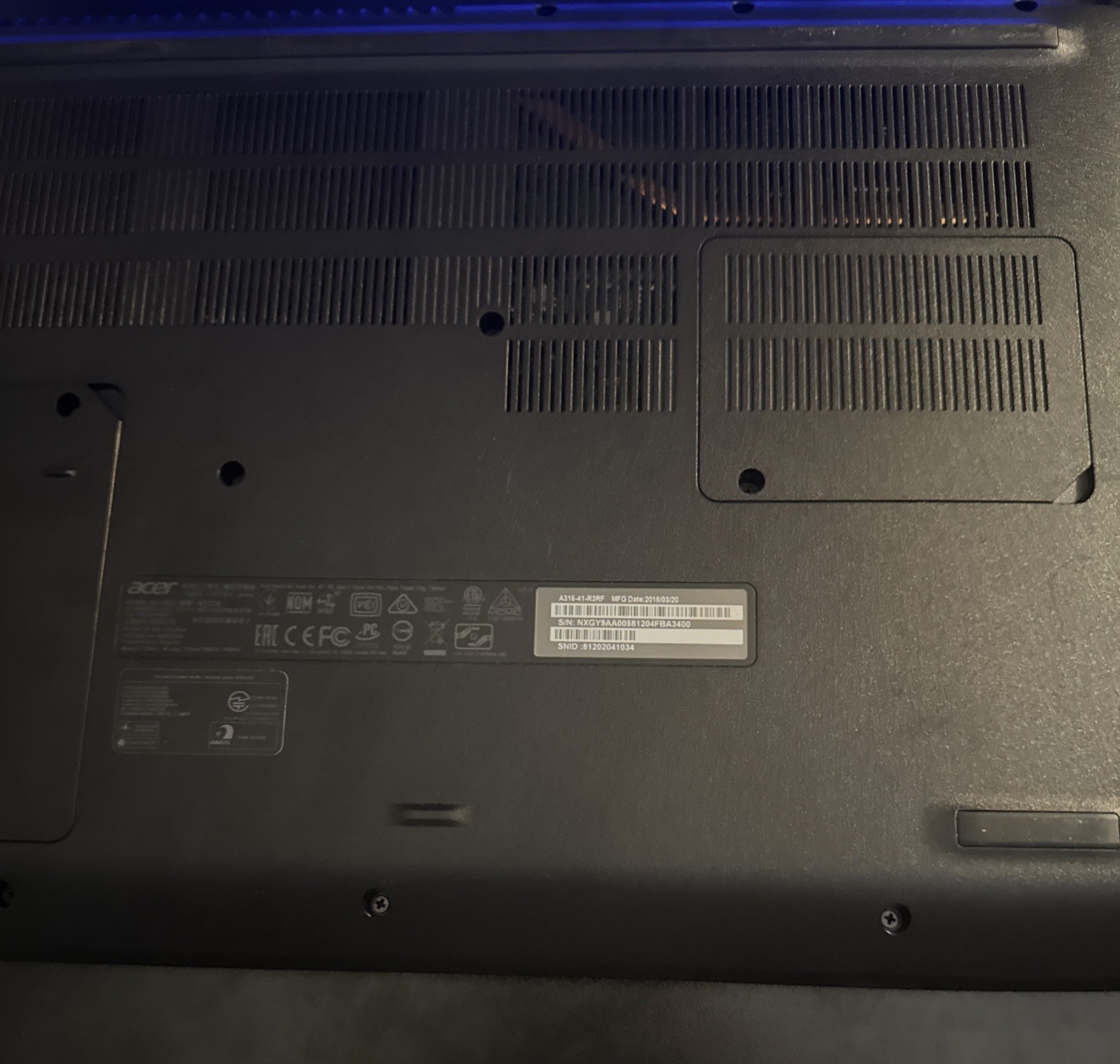ACER ASPIRE 3 AMD Ryzen 3 2200U 8GB DDR4 Memory