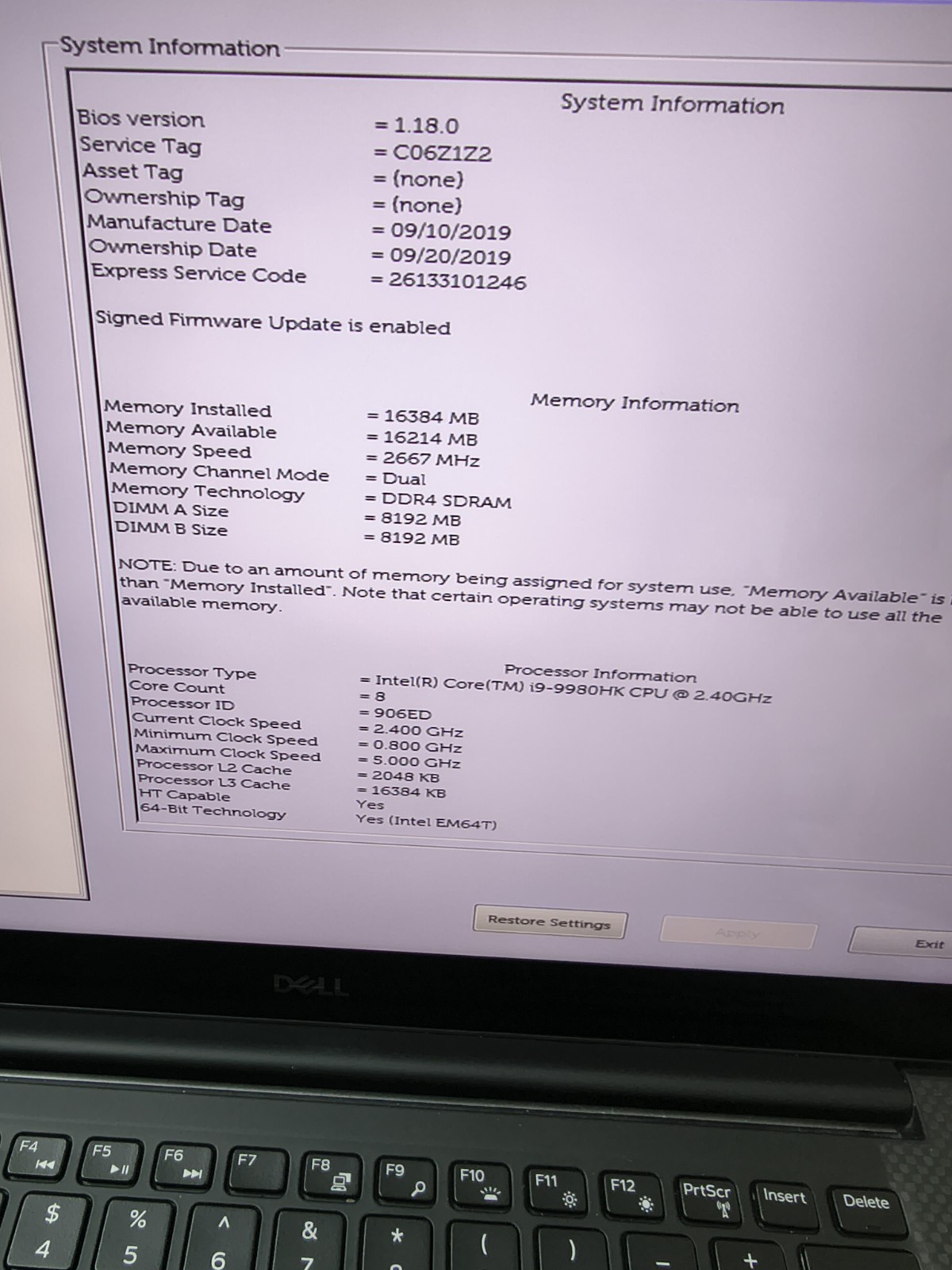 Dell Precision 5540 15.6″ Touchscreen i9-9980HK 16GB RAM 512GB SSD W11 PRO MINT