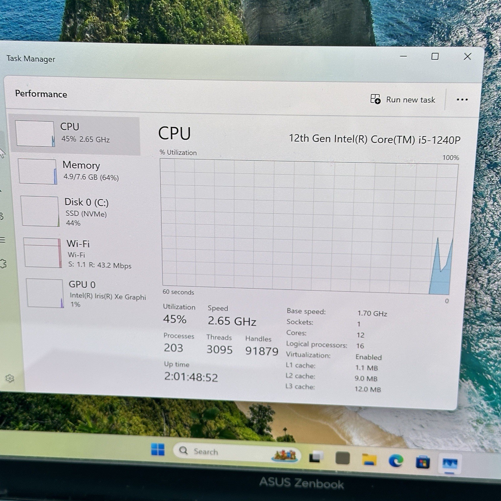 Asus Zenbook 14 OLED Q409Z 14″ i5-1240P 1.7GHz 8GB RAM 256GB SSD READ