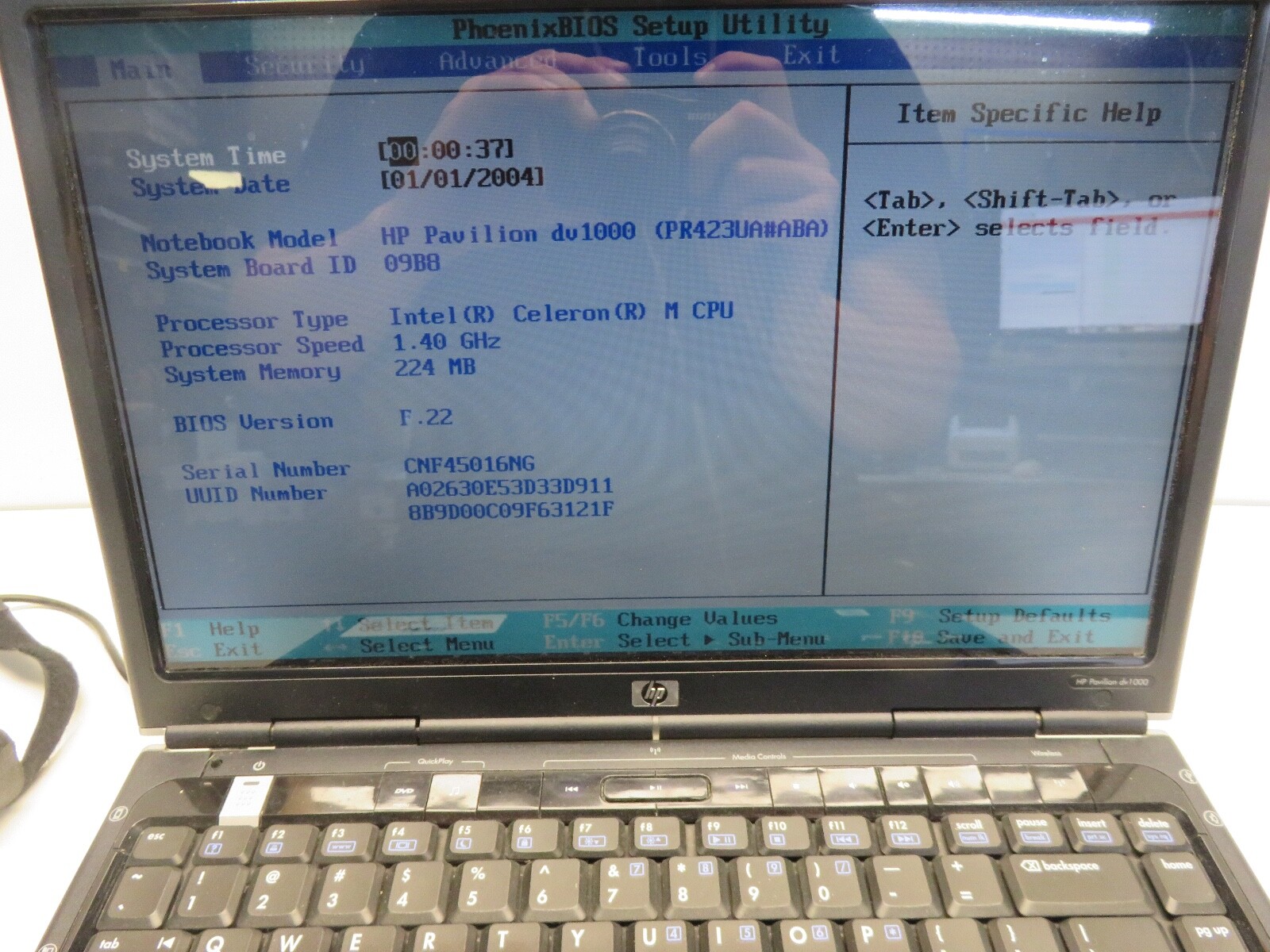 HP Pavillion DV1000 DV1130us Intel Celeron M 1.4 GHz 224 MB NO HDD No Batt