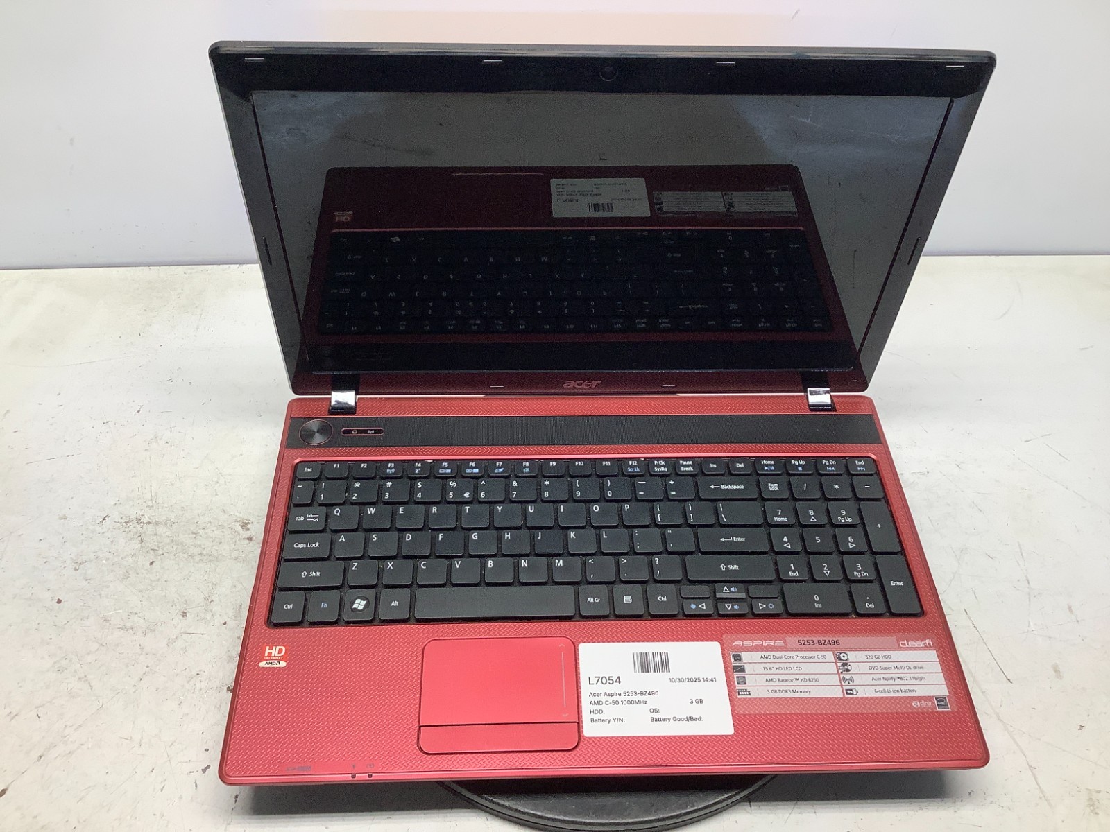 Acer Aspire 5253-BZ496 AMD C-50 1000MHz 3 GB NO HDD