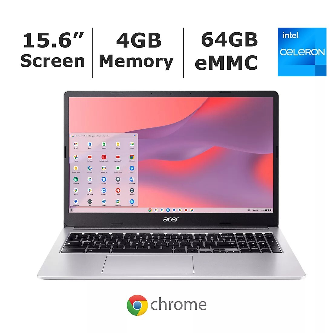 Acer Chromebook 315 15.6″ (64GB, Intel Celeron N4020, 1.1 GHz, 4GB RAM) Touch…