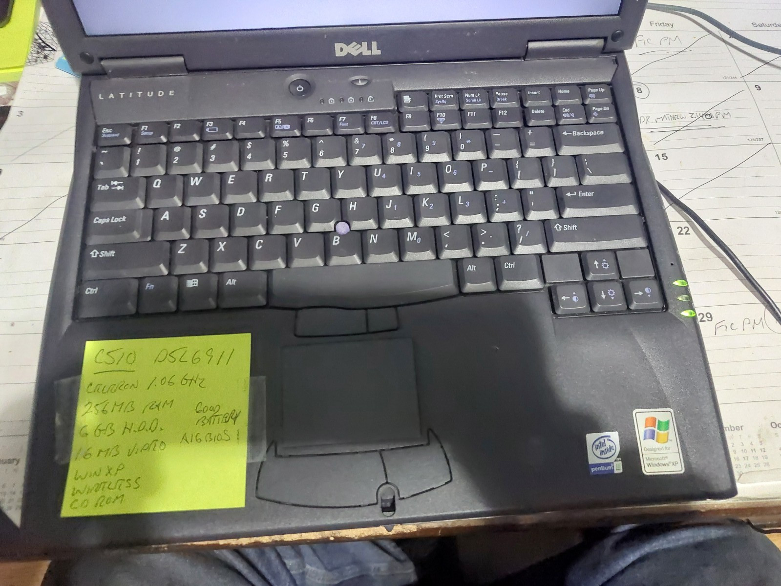 DELL LATITUDE C510 laptop Celeron 1.06Ghz 256MB RAM 20GB HD WIN XP TESTED