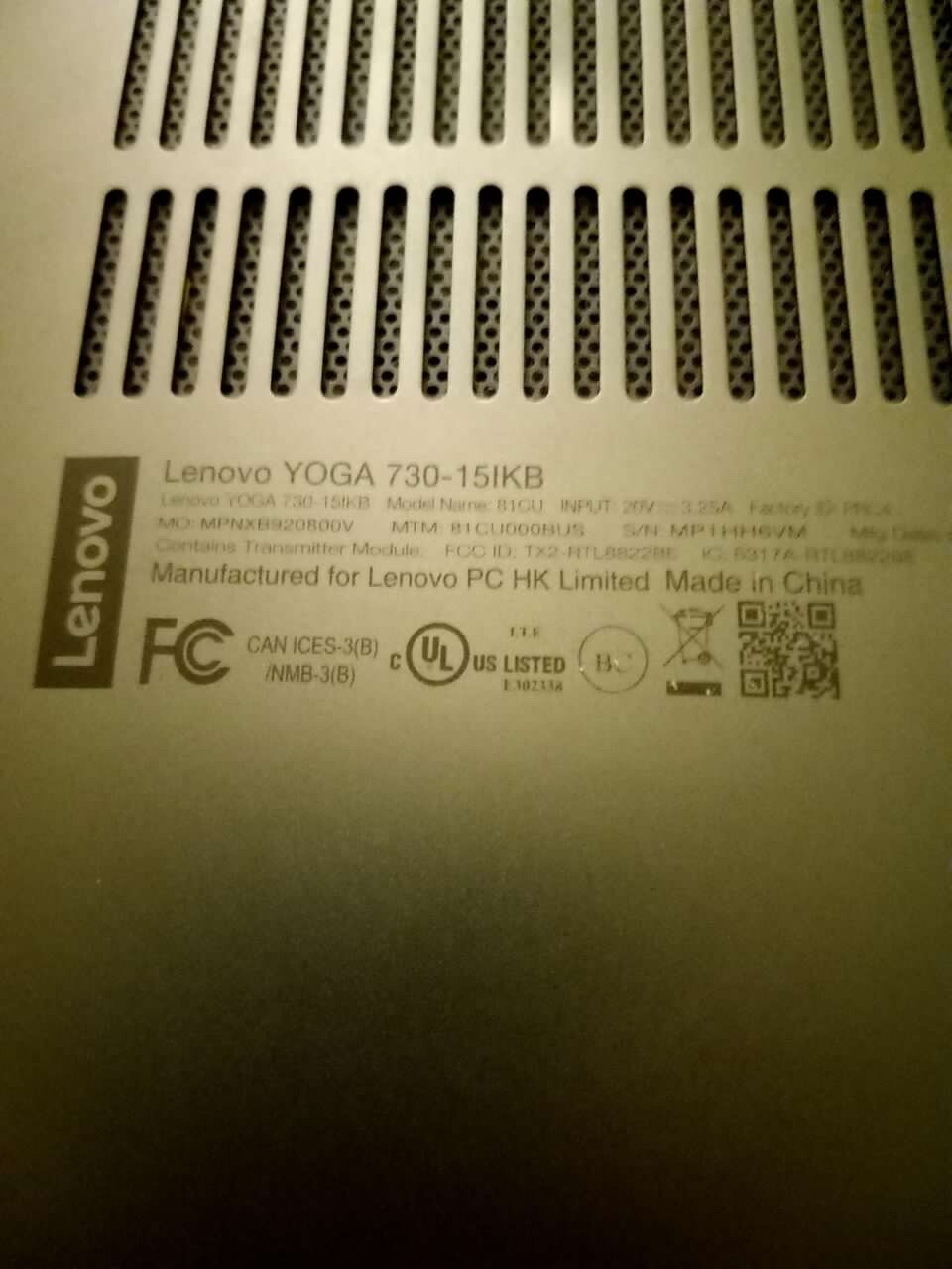 Lenovo YOGA 730-15IKB || 15” screen, Intel core i7 gen 8 processor