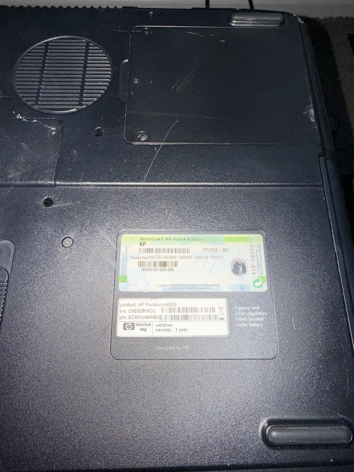 HP Pavillion – zv6000 – For parts