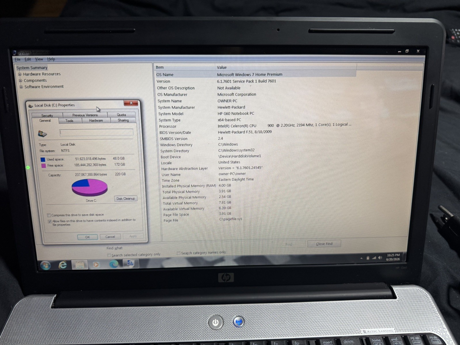 HP G60-519WM Intel Celeron 900 2.2GHz 15.6” 4GB 240GB Win7 Updated Cleaned Works