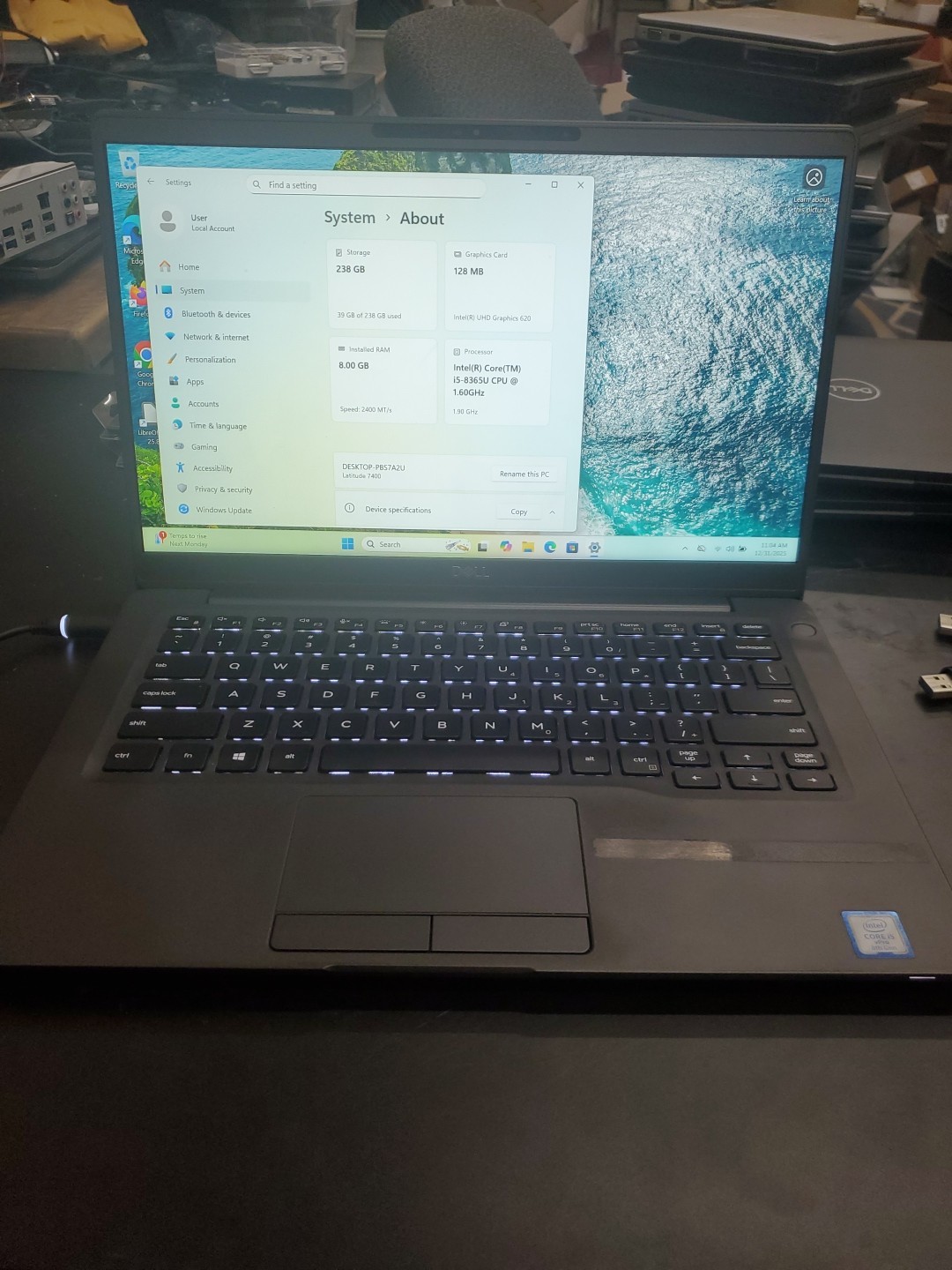 Dell Latitude 7400 14″ i5-8365U 8GB 256gb SSD Laptop W11P 123125-2