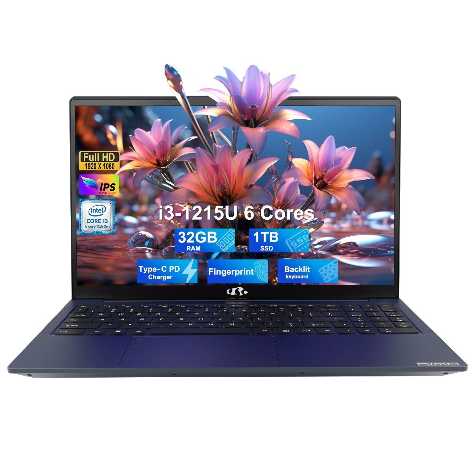 NIMO 15.6 FHD Laptop Intel 6-Cores i3-1215U 4.4GHz 32GB RAM 1TB SSD Wi-Fi 6
