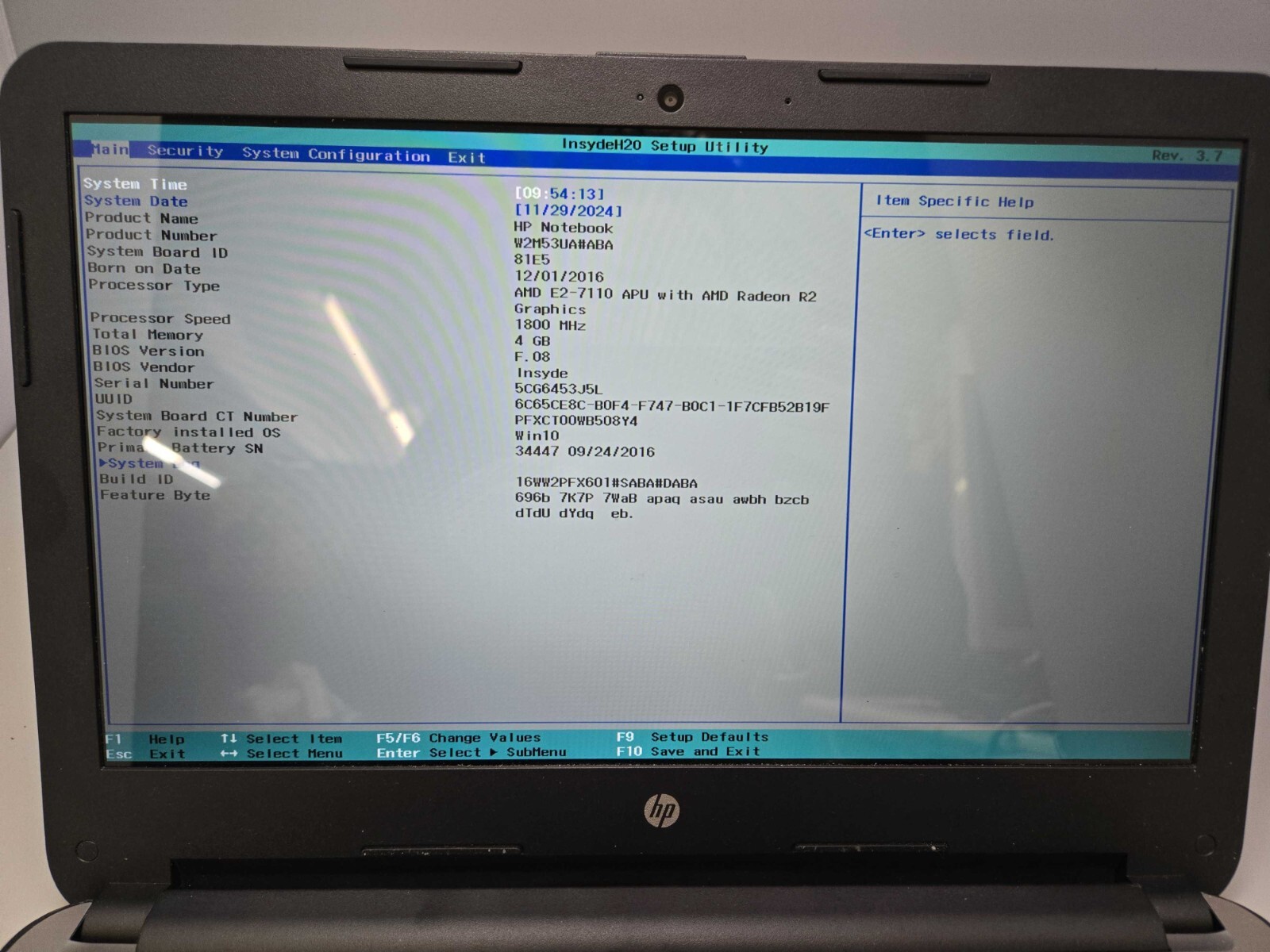HP 14-an013nr Laptop AMD E2-7110 1.80Ghz 4GB RAM NO SSD NO OS, TESTED