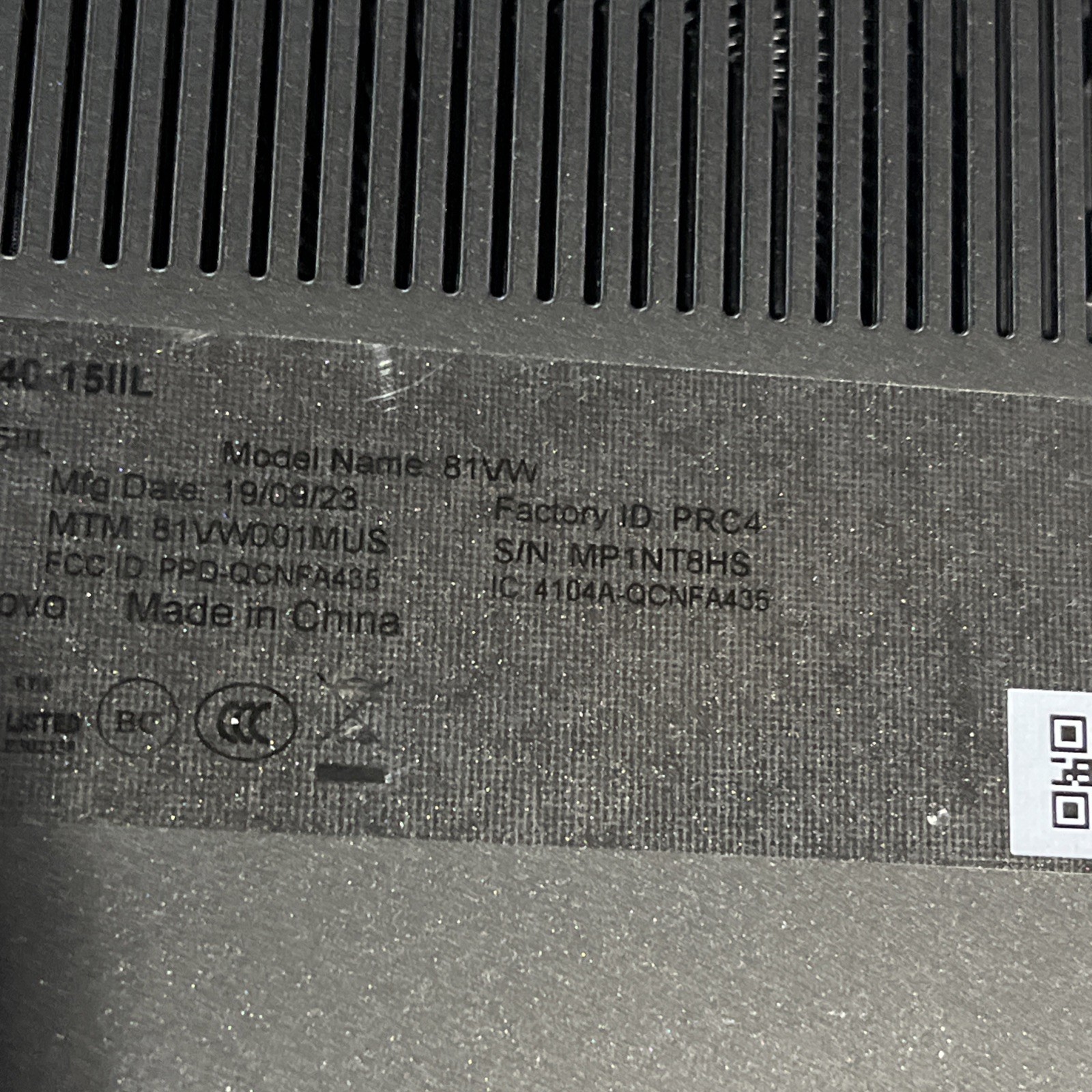 LENOVO IDEAPAD S340 – 15IIL INTEL CORE I5 10TH GEN 8GB RAM NO HD