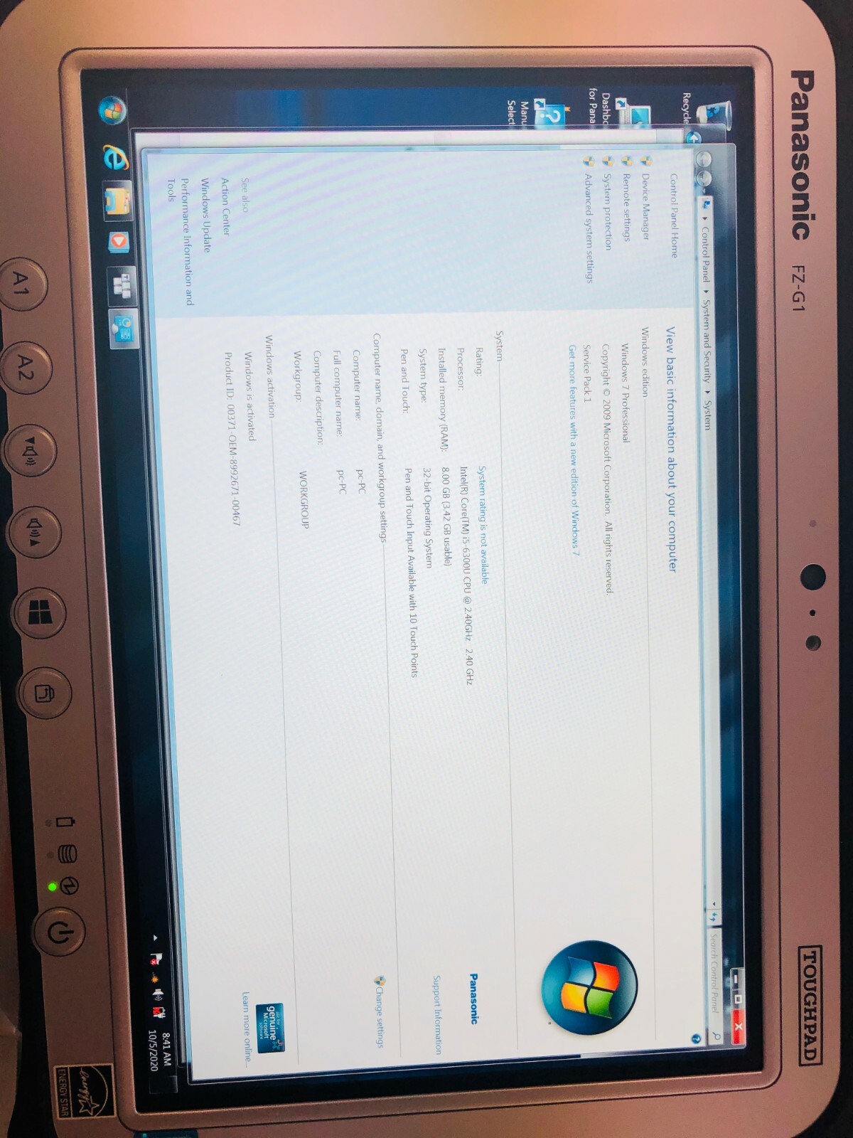BIOS PASS/FZ-G1P/2.4ghz/CORE i5/win10/128g/panasonic toughpad/tablet/rugged
