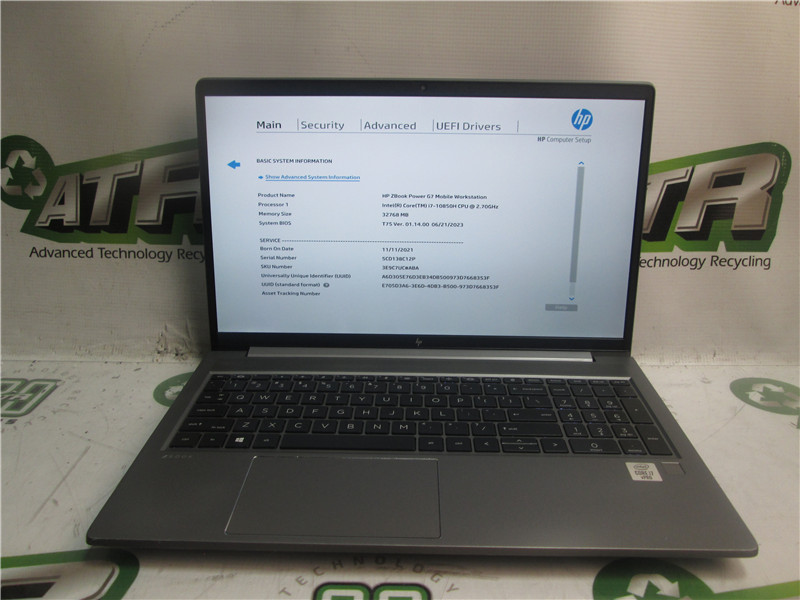 HP ZBook G7 Laptop i7-10850H 2.7GHz 32GB RAM 512GB SSD Windows 11 Pro COA