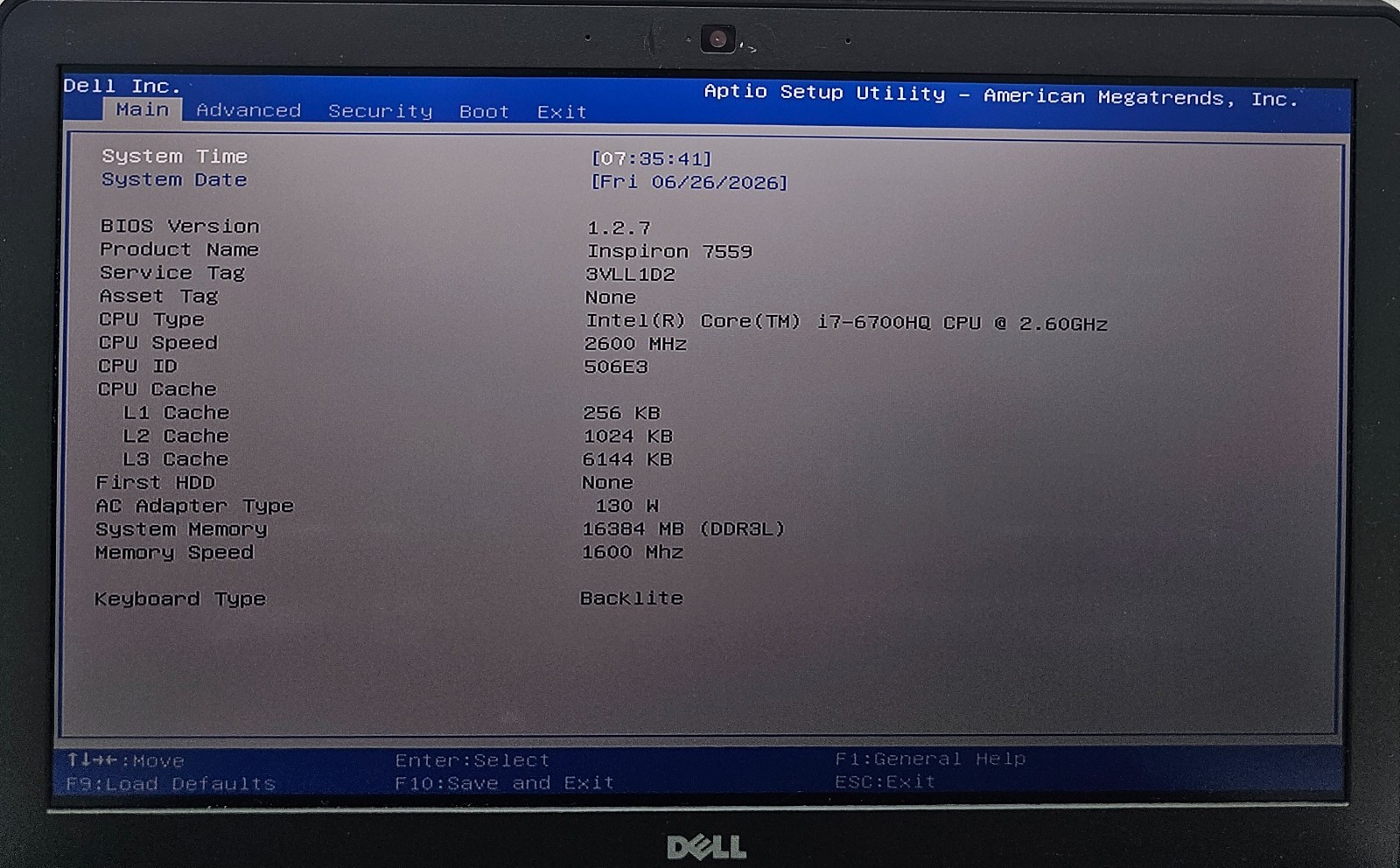 Dell Inspiron 15 7559 Laptop Intel Core i7-6700HQ 16GB Ram NO HD/OS (FL)
