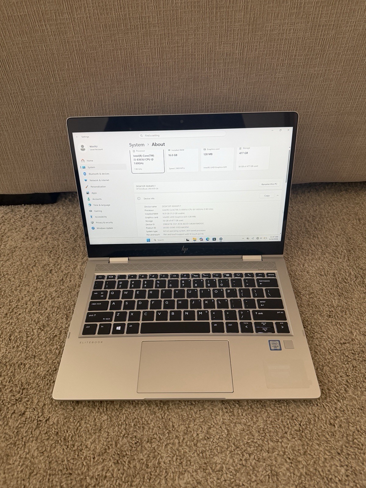 HP ELITEBOOK X360 830 G6 CORE i5 16GB RAM 512GB SSD TOUCHSCREEN