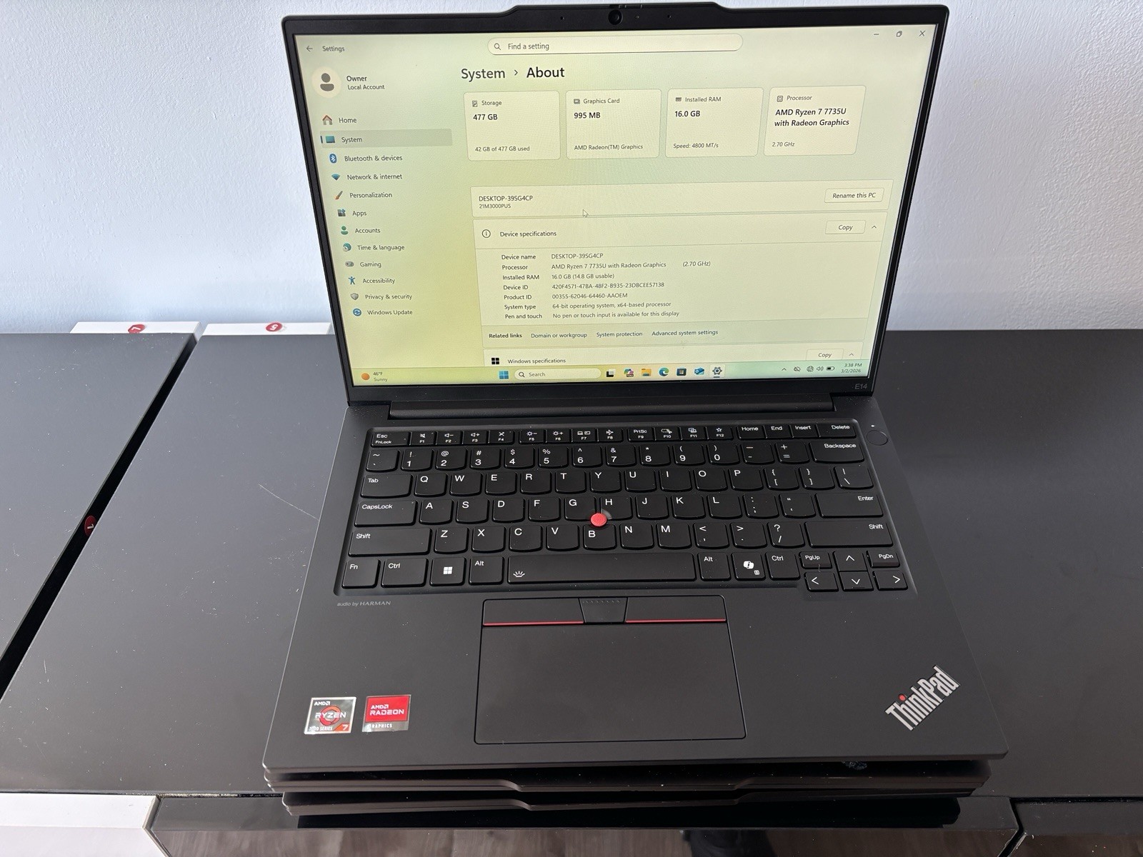 Lot Of 3 Lenovo ThinkPad E14 14″/ AMD Ryzen 7- 7735U/ 16 GB RAM /512 GB