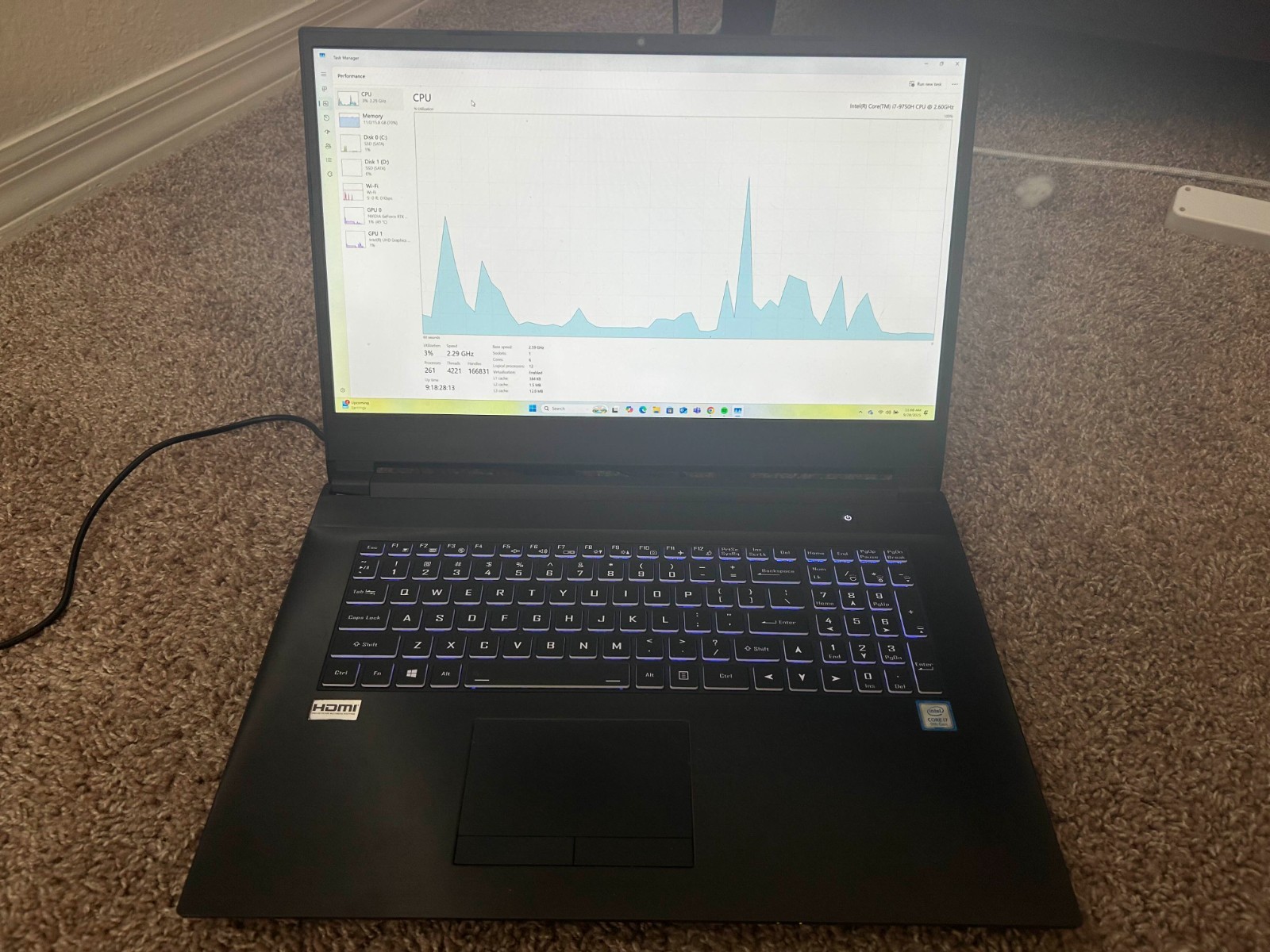 CLEVO NH70RD — i7-9750H / RTX 2060 / 16 GB / 2×1 TB SSD — Excellent Condition