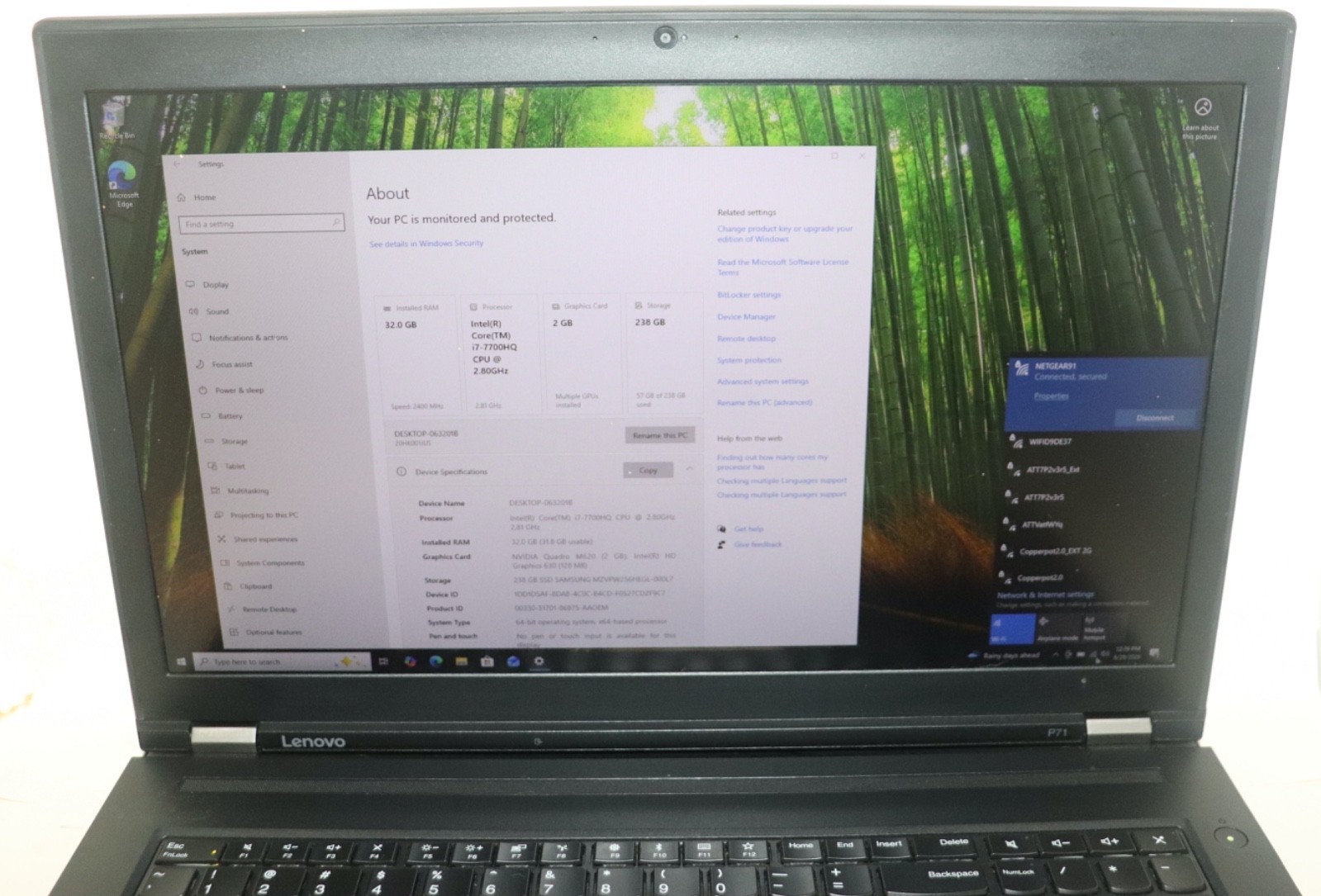 Lenovo ThinkPad P71|Intel core i7@2.80 GHz|32GB RAM |256GB SSD|WIN10.Prof|NVIDIA