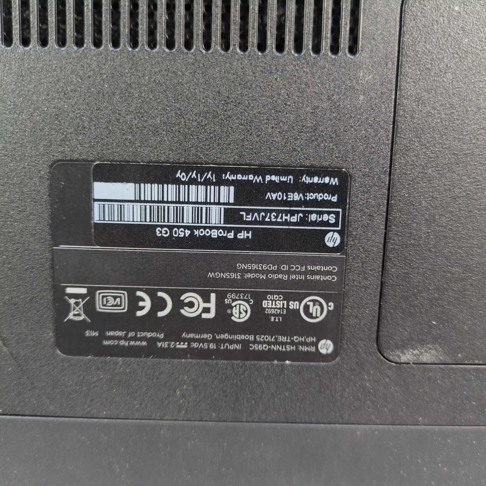 HP ProBook 450 G3 i3-6100U 4GB RAM NO SSD/OS/AC ADAPTER FOR PARTS – NO POWER