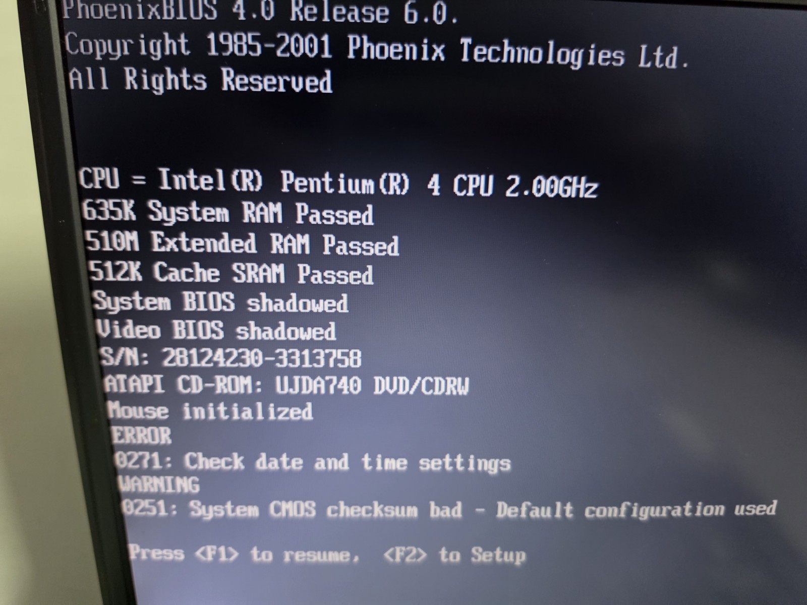 SONY VAIO PCG-GRZ610 PCG-8L3L Pentium IIII DVD Turns On