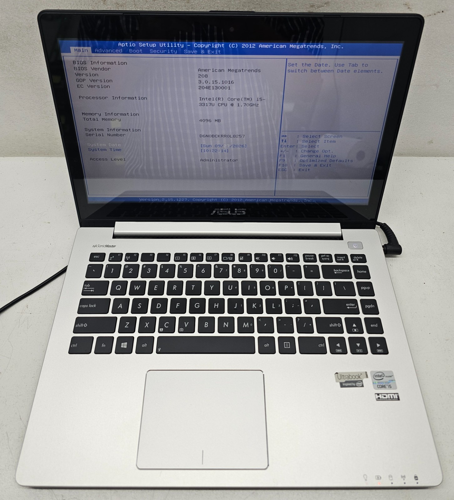 ASUS Ultrabook VivoBook S400C Laptop Intel Core i5-3317U 4GB NO HD NO OS (FL)
