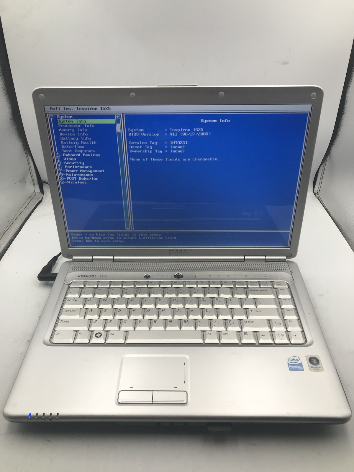 DELL INSPIRON 1525 – BOOTS TO BIOS – INTEL PENTIUM DUAL CORE – 3GB RAM -READ- BB