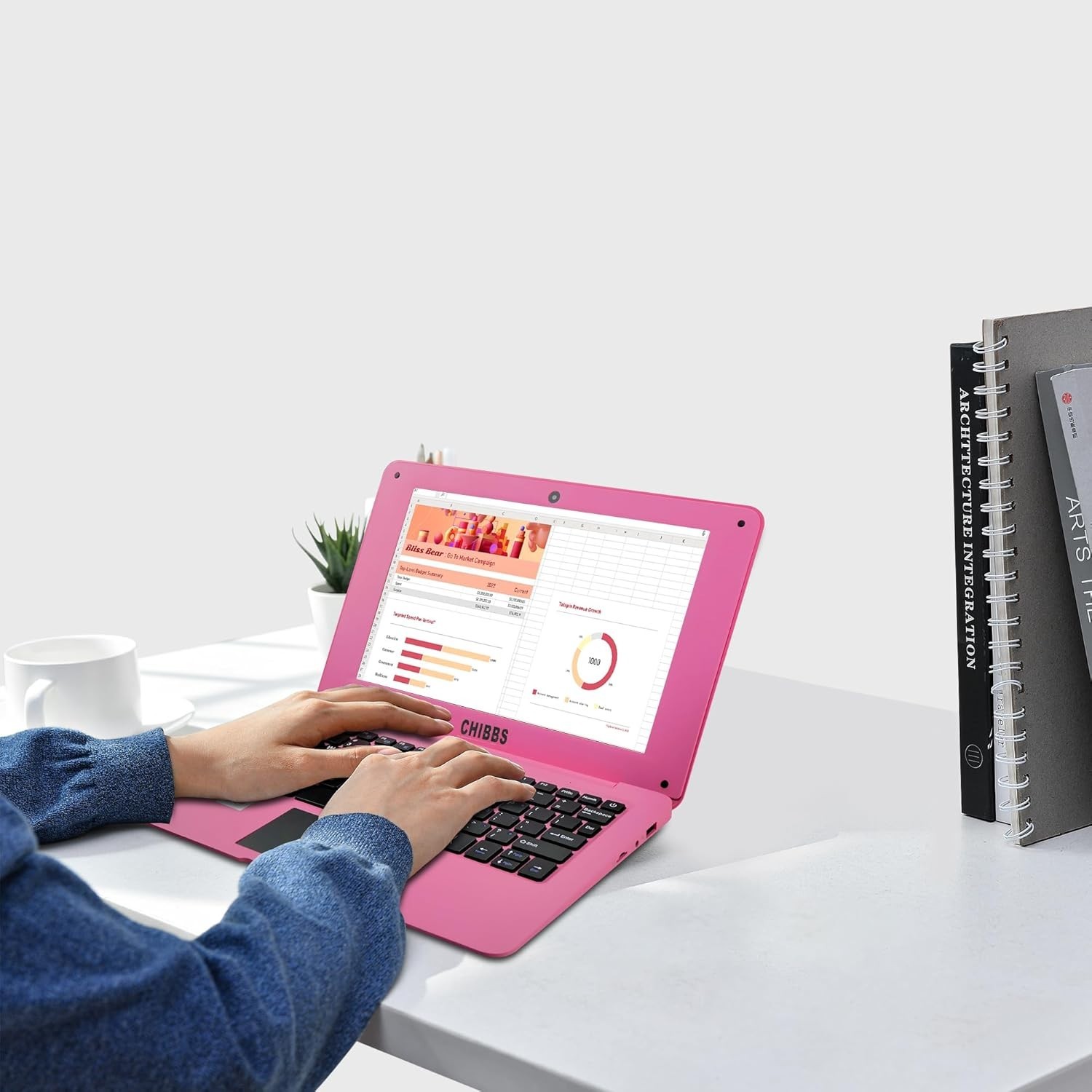10.1” Laptop Computer Quad Core Android 12.0 Mini Netbook 2G RAM Kids Pink NEW