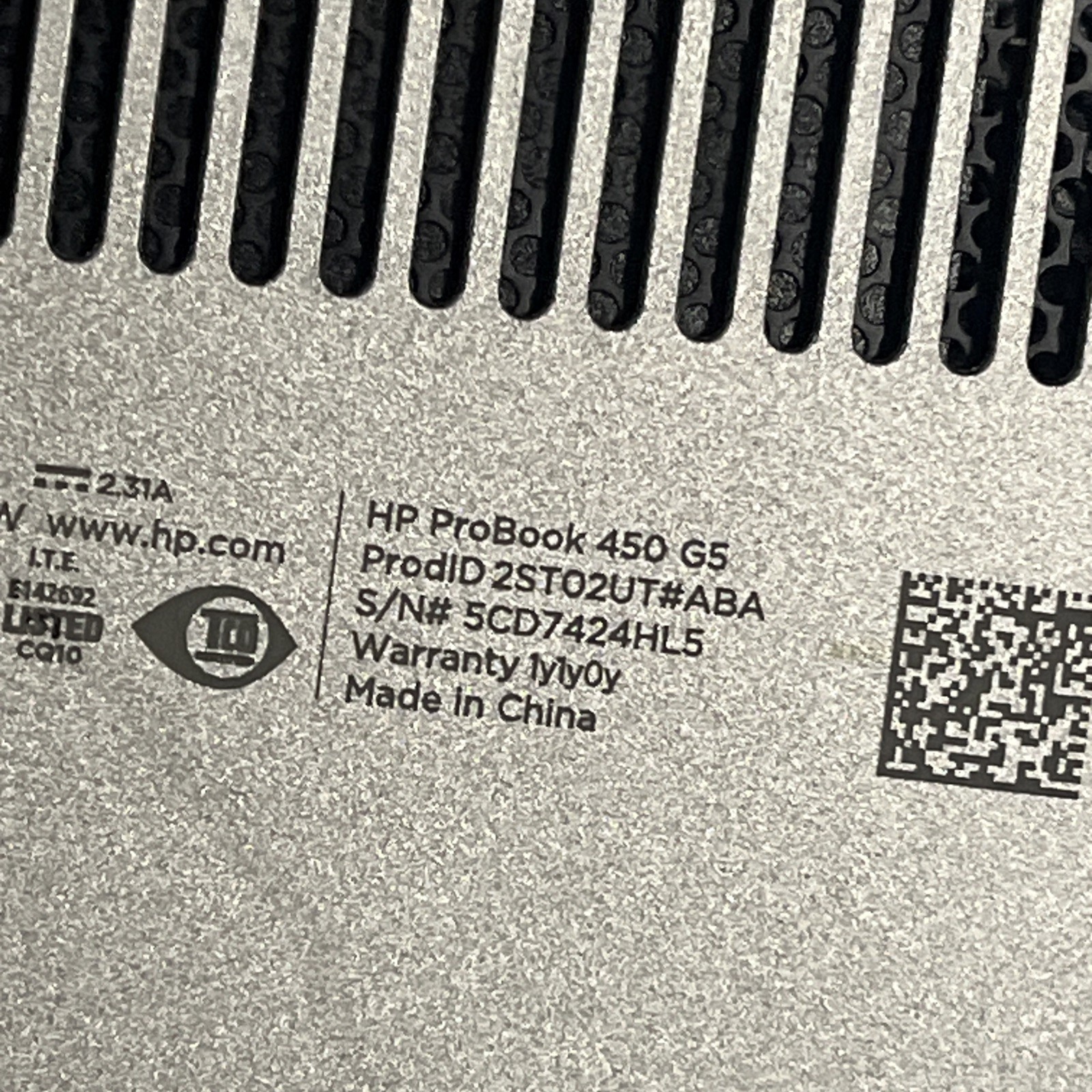 HP PROBOOK 450 G5 INTEL CORE I5-8250U 1.60GHZ 4GB RAM NO HD