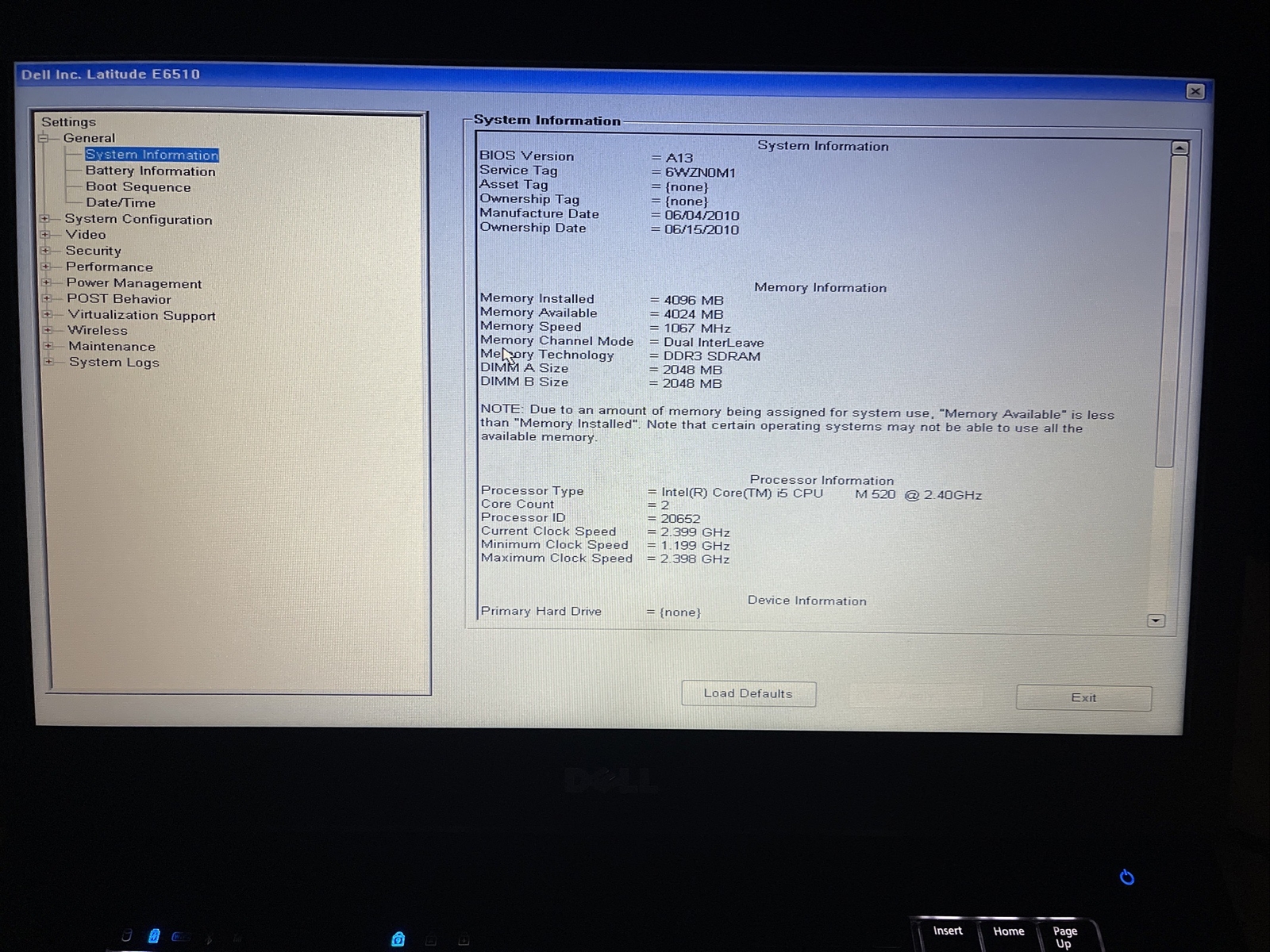 Dell Latitude E6510 Intel Core i5 M 540 2.53GHz 4GB No HDD Nvidia NVS 3100M