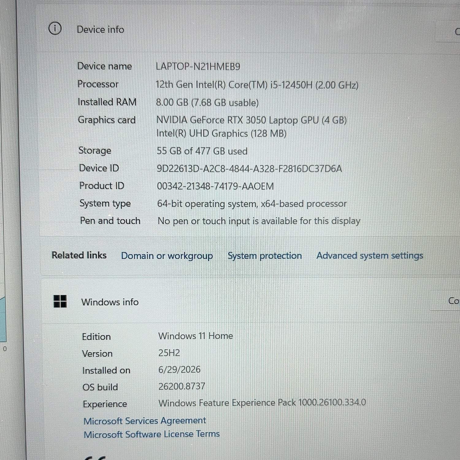 HP Victus 15.6″ i5-12450H 2.0GHz 8GB RAM 500GB SSD 2TB GeForce RTX 3050