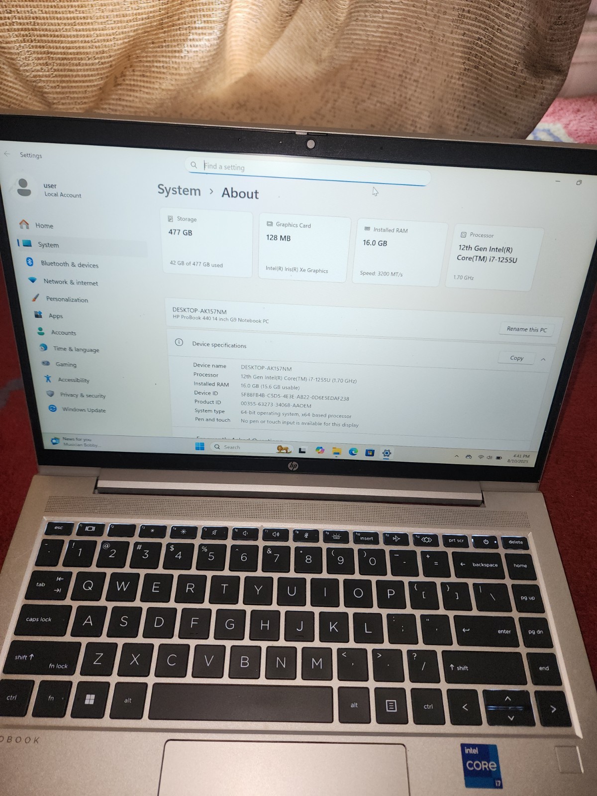 HP ProBook 440 G9 14″ 512GB SSD, Intel Core i7 12th Gen 16gb Ram WIN11PRO W/CHGR