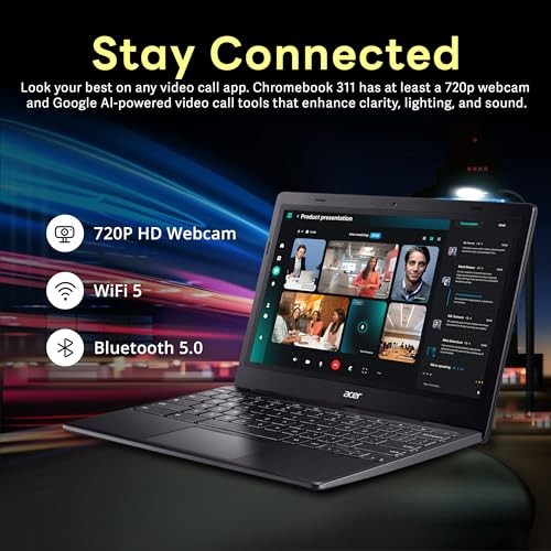 Chromebook 311 11.6″ HD Laptop, Intel Celeron N4500, Intel UHD Graphics, 4GB