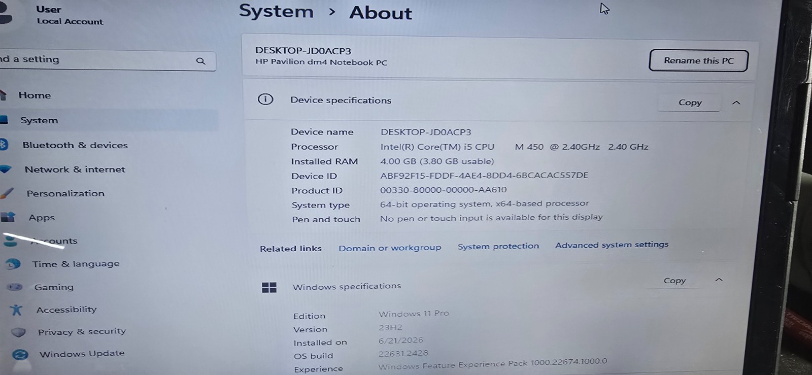 HP Pavilion dm4 14” Laptop SSD – Fast Boot – Ready for School / Office / Web