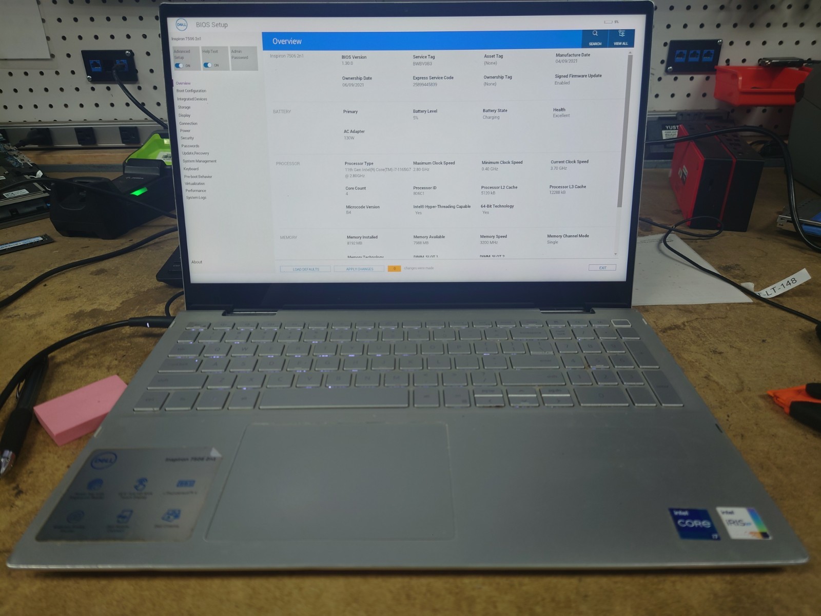 Dell Inspiron 7506 2-in-1 15.6″ FHD i7-1165G7 8GB RAM 512GB SSD No OS