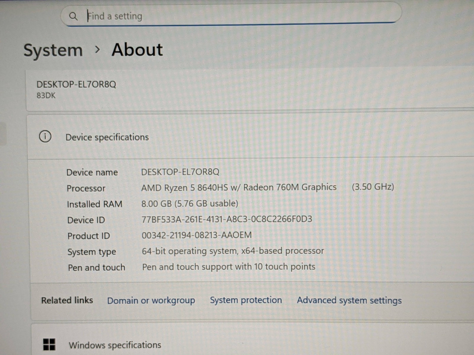 Lenovo Yoga 7 14AHP9 14″ WUXGA ToucRyzen 5 8640HS 3.5GHz 8GB 512GB W11H +PA