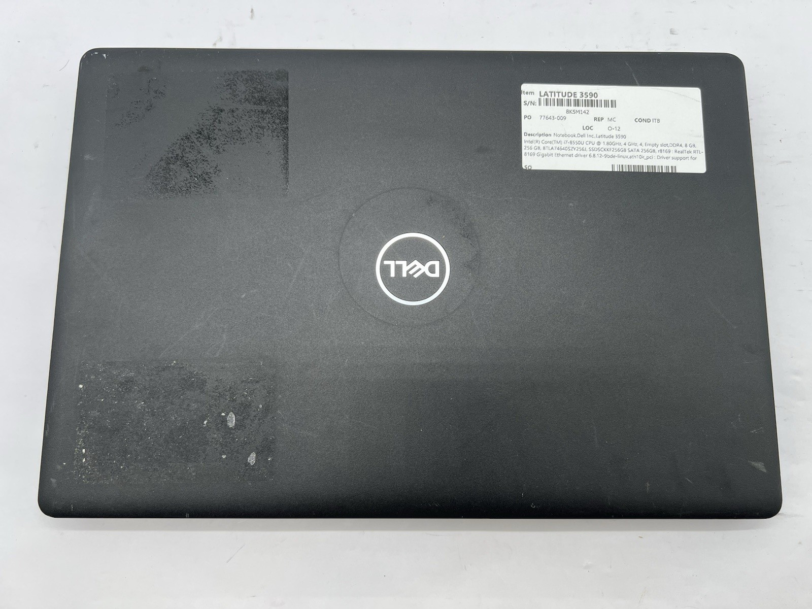 Dell Latitude 3590, i7-8550U CPU, @ 1.80GHz, 8GB RAM, 256GB SSD-No OS/Charger