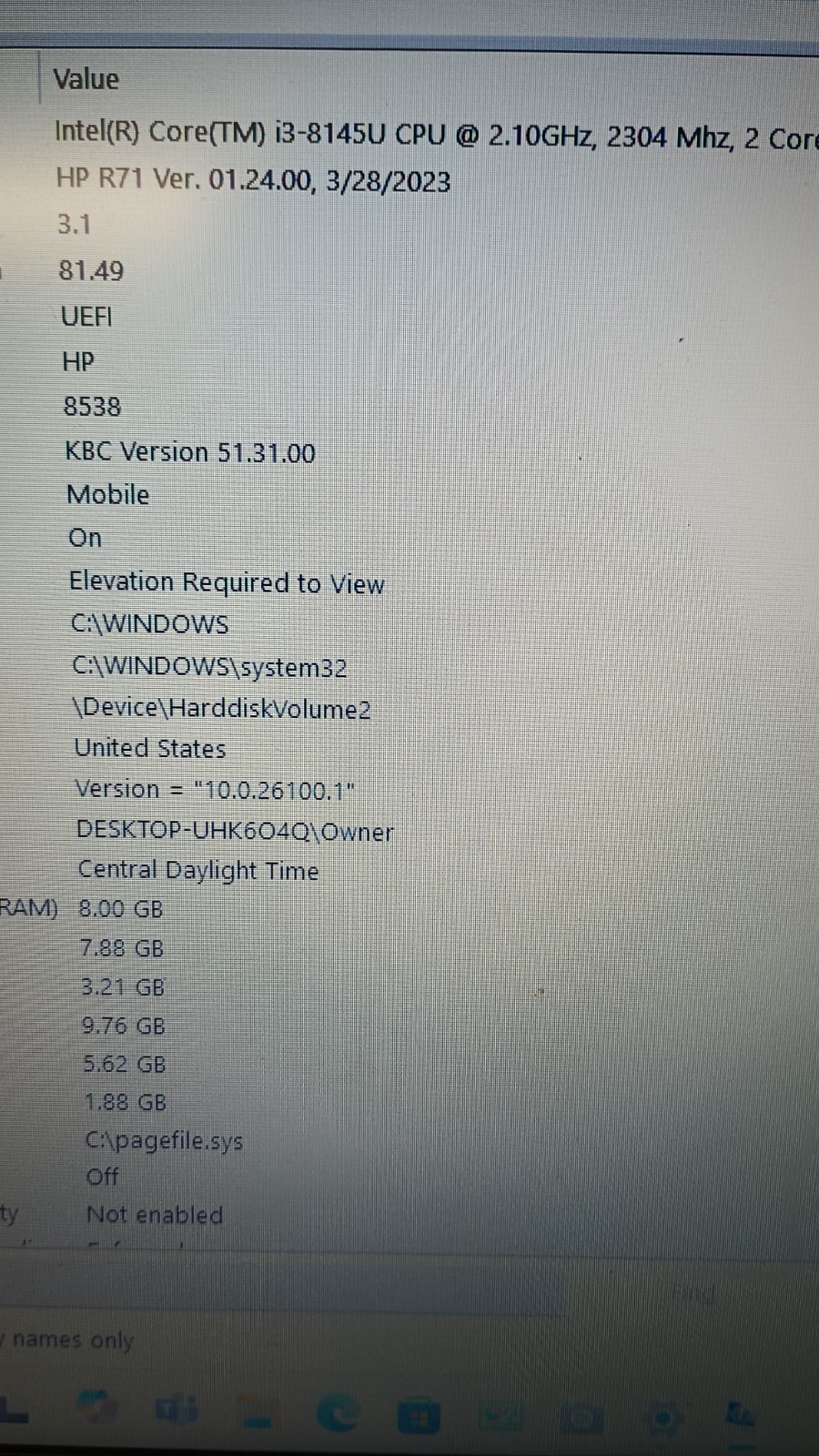 7197 ProBook450 G6 (Bios Lock!!) w/charger.i3-8145U.8GB.128GB M.2.15.6″.W11 Pro