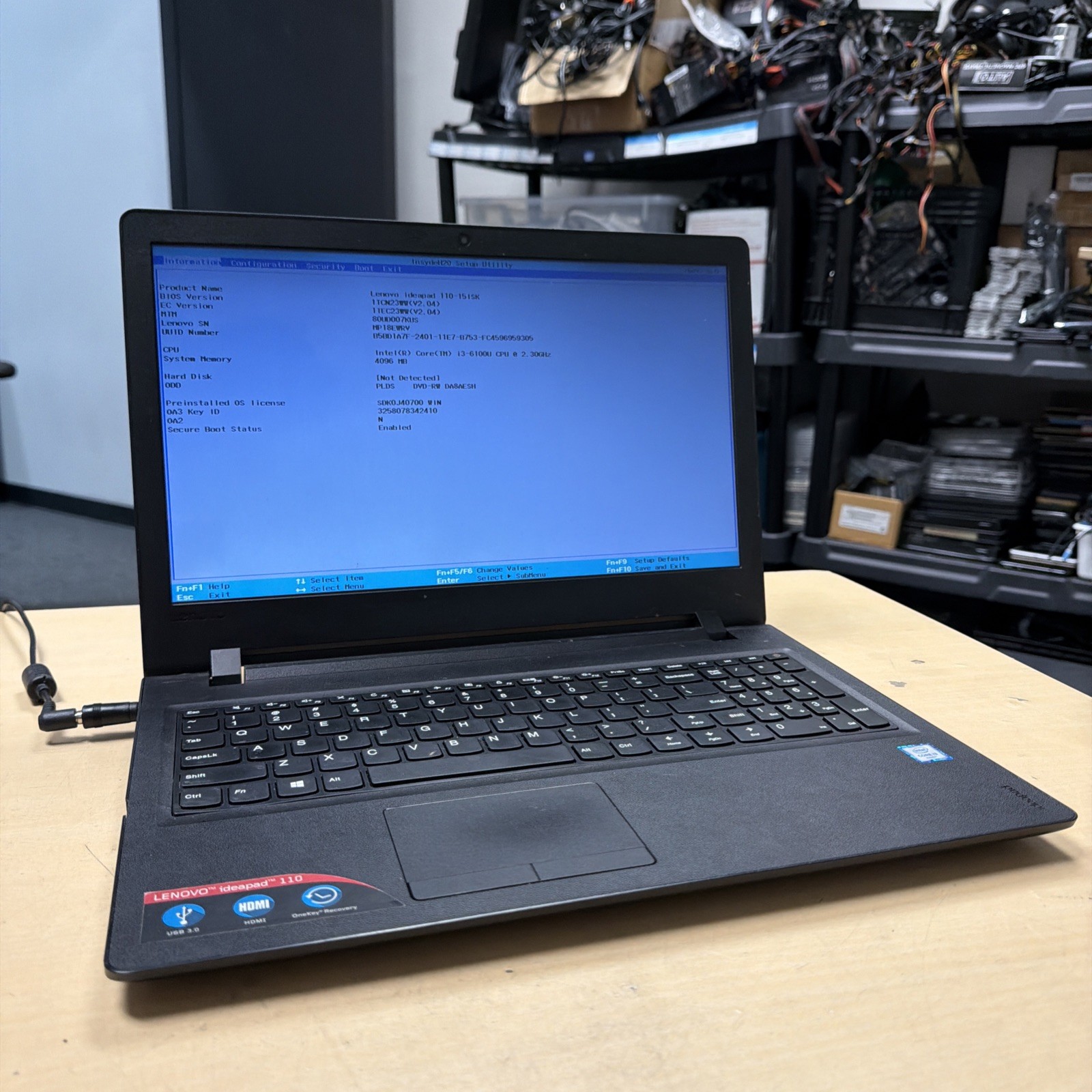 Lenovo IdeaPad 110-15ISK 15.6″ Laptop Intel i3-6100U 4GB Ram NO HD
