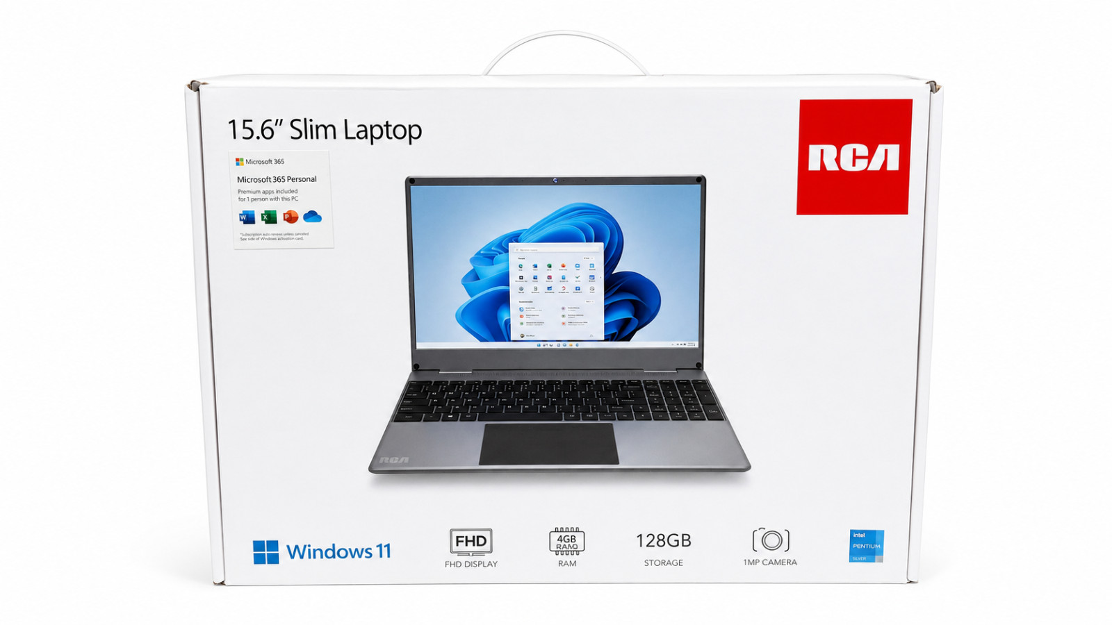 RCA 15.6in Ultra Slim Notebook Windows 11 FHD 4GB/128GB Webcam Silver RWNP41524