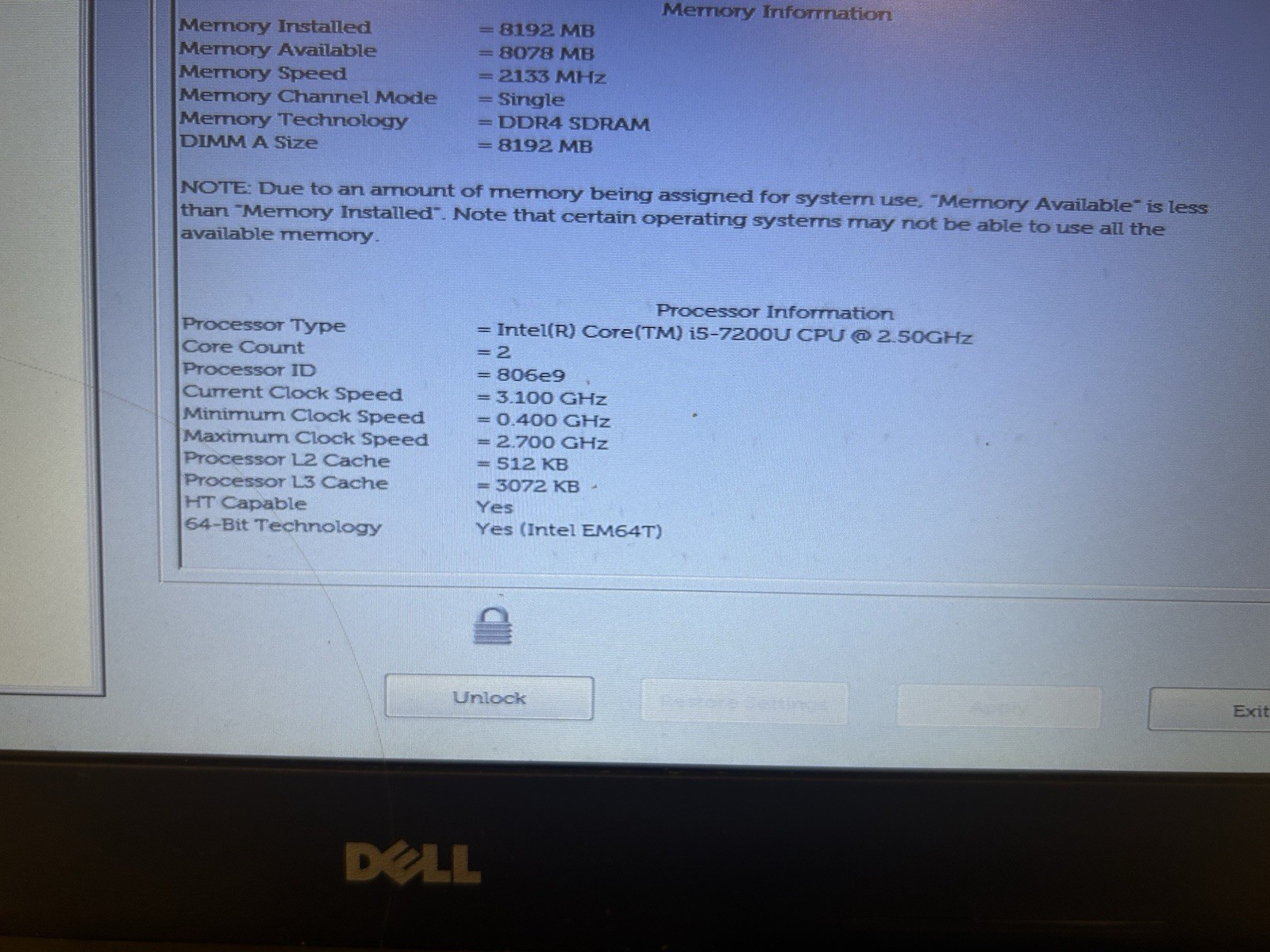 Dell Latitude 3380 Laptop i5-7200U 8GB R Boots to BIOS BIOS Unlocked F PART REPA
