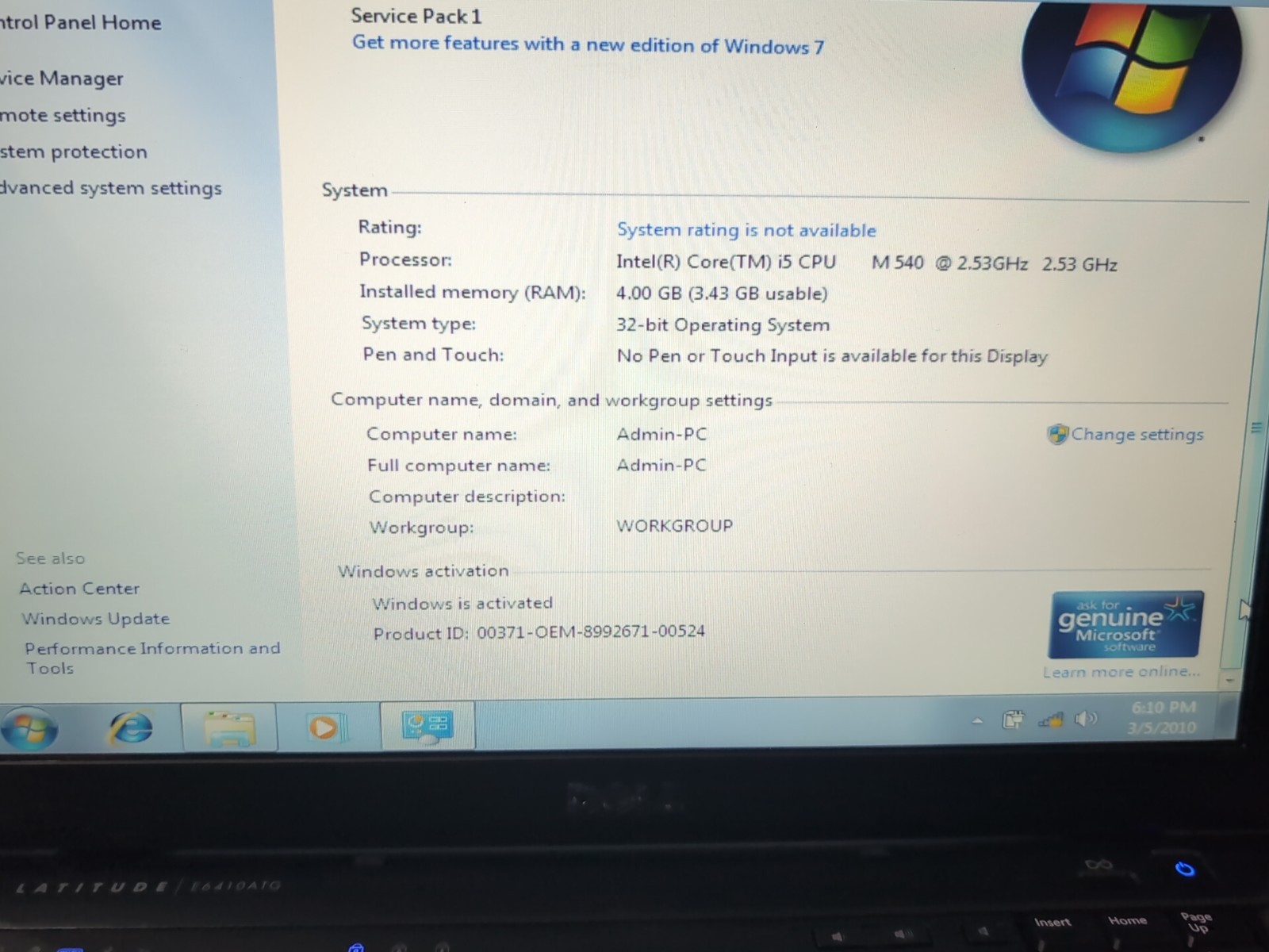 Dell Latitude E6410 ATG Laptop Rugged 2.53GHz 4GB RAM 1 TB Win 7 32 Bit WCharger