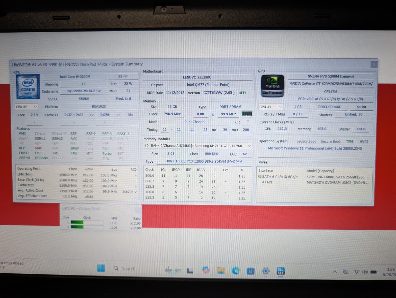Lenovo ThinkPad T430s | i5 3rd 16GB RAM 256GB SSD | HD+ Backlit NVIDIA DVD-RW