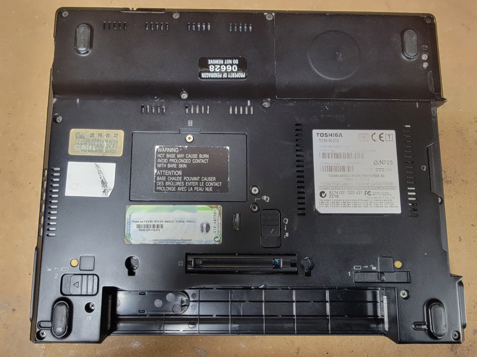 TOSHIBA Tecra M2-S730 – NO HDD – NO BATTERY – PARTS OR REPAIR