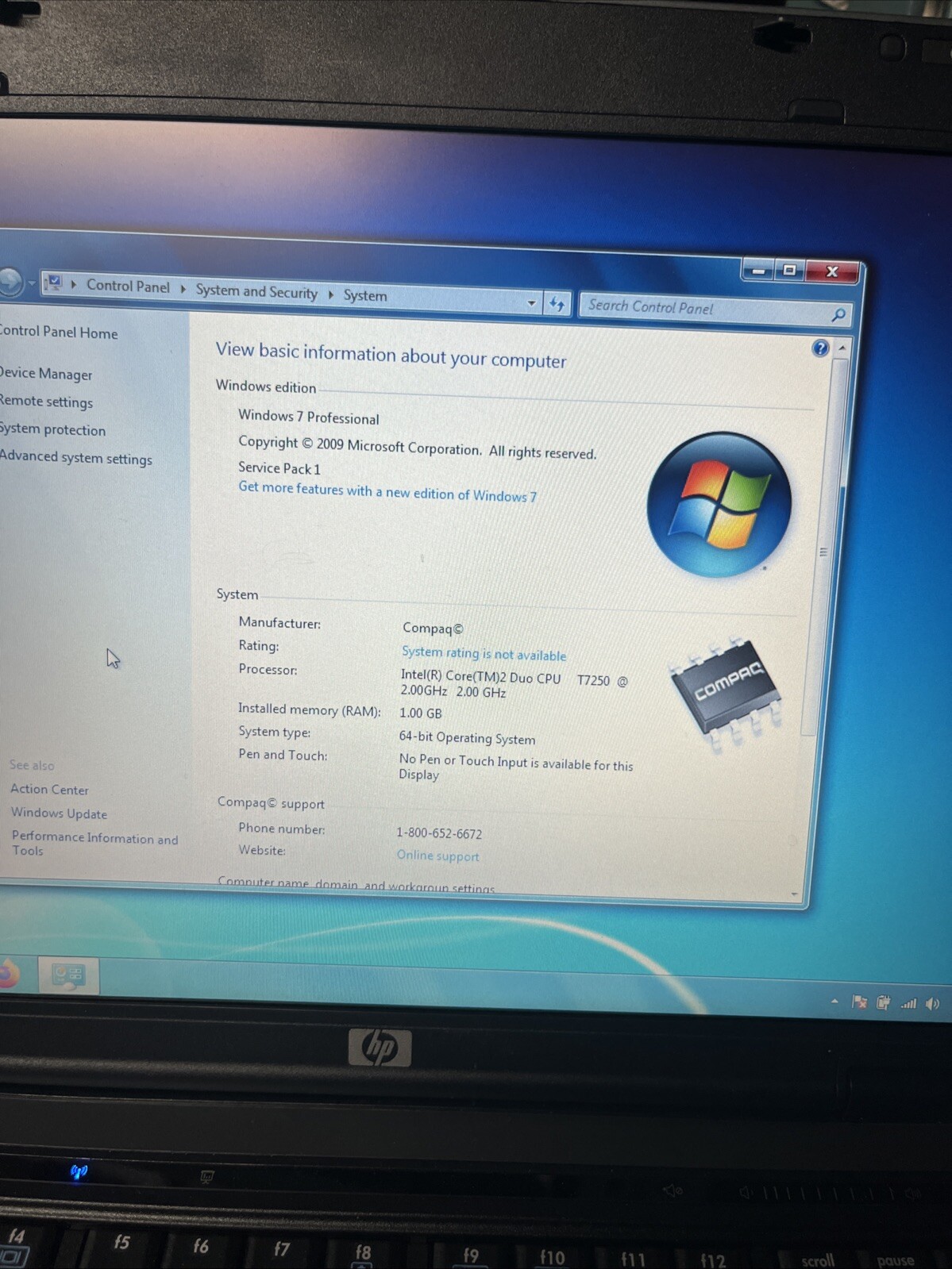 HP Compaq 6510b Laptop Core 2 Duo 2.00GHz 2GB RAM 120GB HD Windows 7 Pro