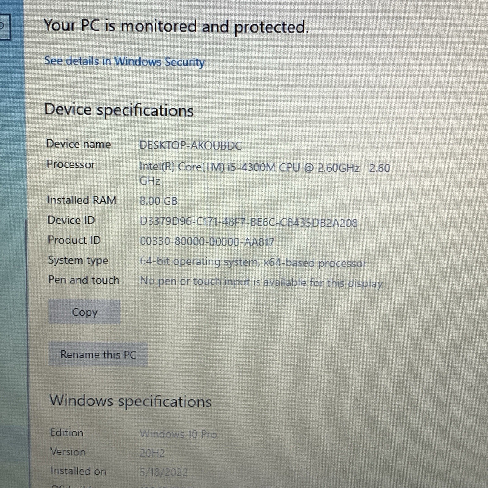Dell Latitude E6440 Laptop Intel R Core i5-4300M CPU@2.60GHz 8 GB Ram Windows 10