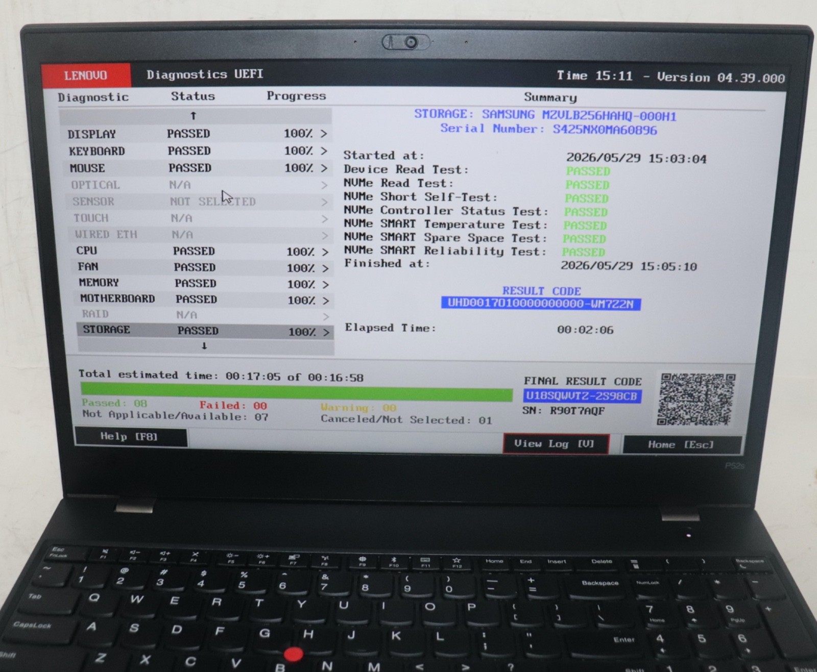 Lenovo ThinkPad P52s|Intel core i7@1.80GHz|32GB RAM|256GBSSD|WIN11.Prof|NVIDIA