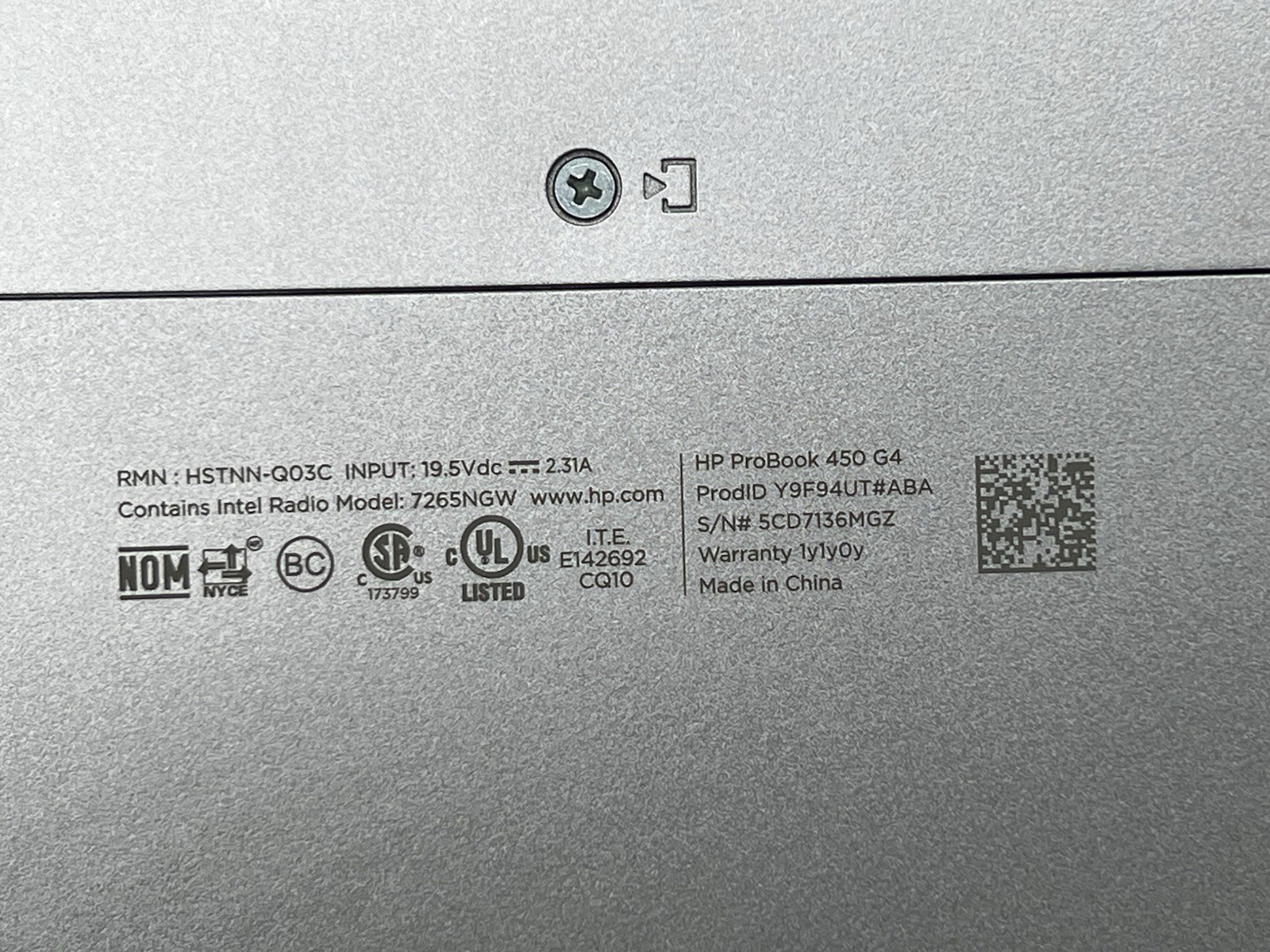 HP ProBook 450 G4, i5-7200U CPU, @ 2.50GHz, 8GB RAM, 500GB SSD-No OS/Charger