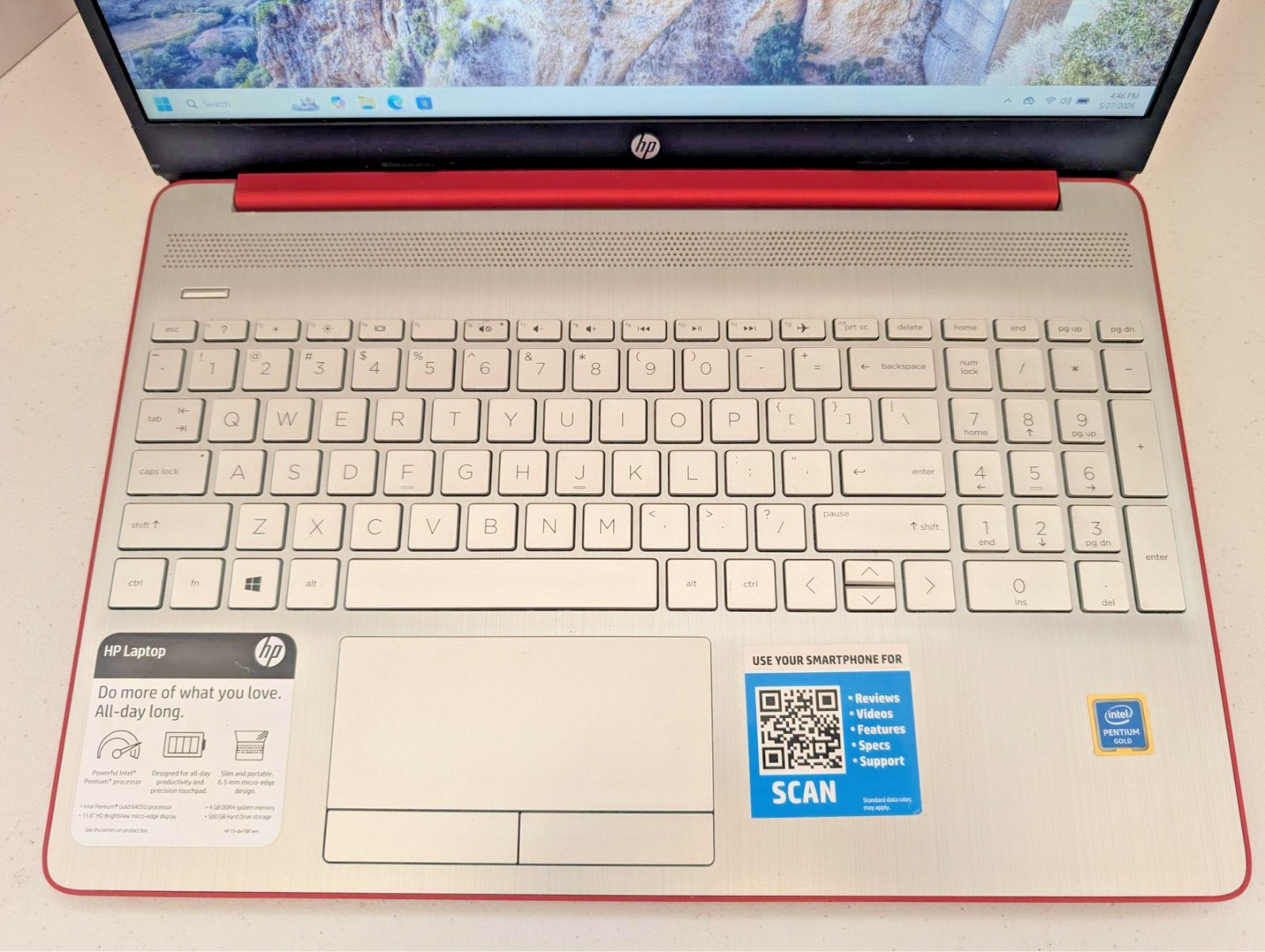 HP Notebook (Intel Pentium Gold 6405U) – 8GB RAM, 128GB NVME SSD + 500GB HDD
