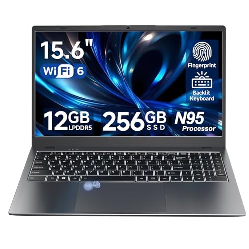 15.6″ Laptop, 12GB LPDDR5 RAM, 256GB SSD, Laptop Computer with N95 Quad